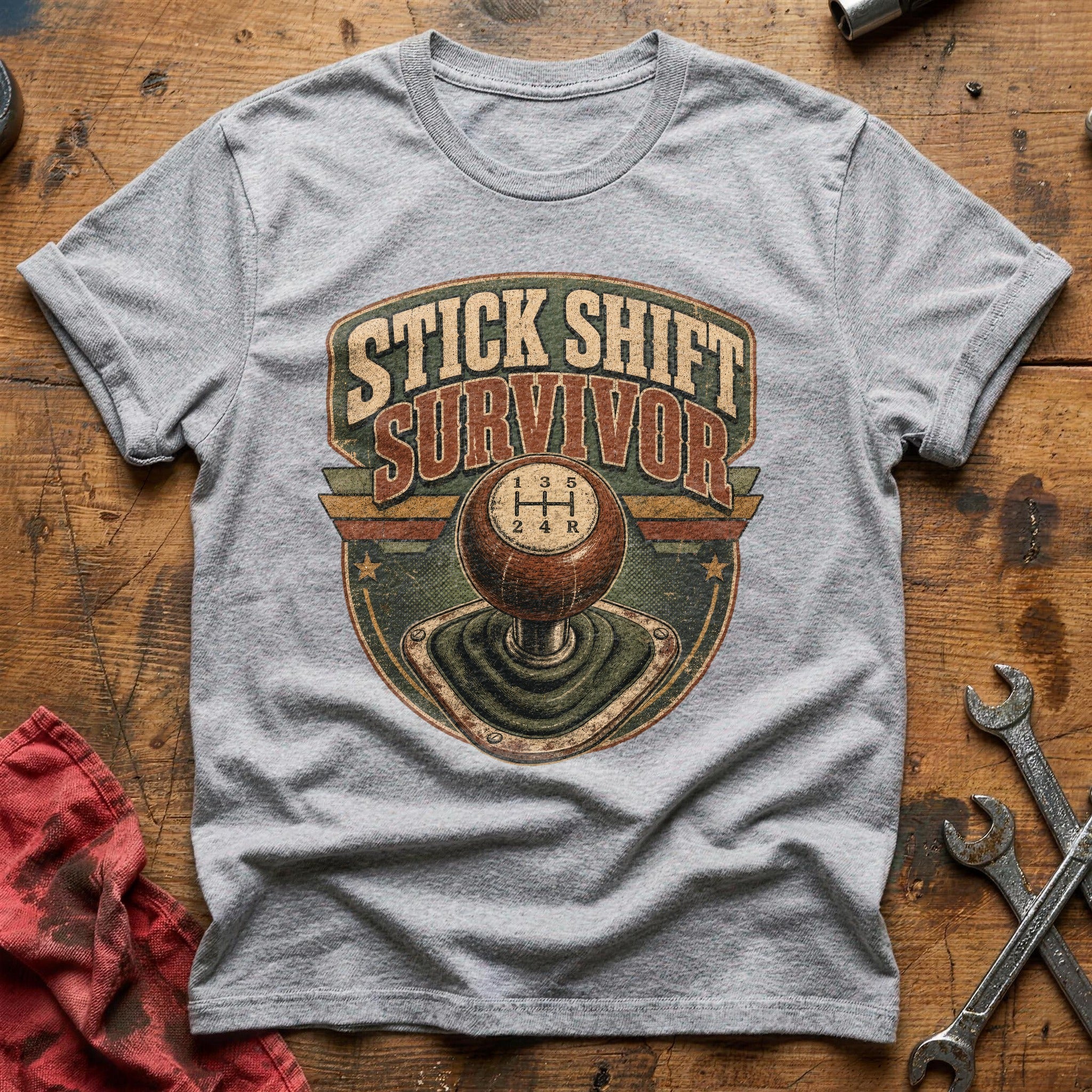 Stick Shift Survivor T-Shirt - Sport Grey