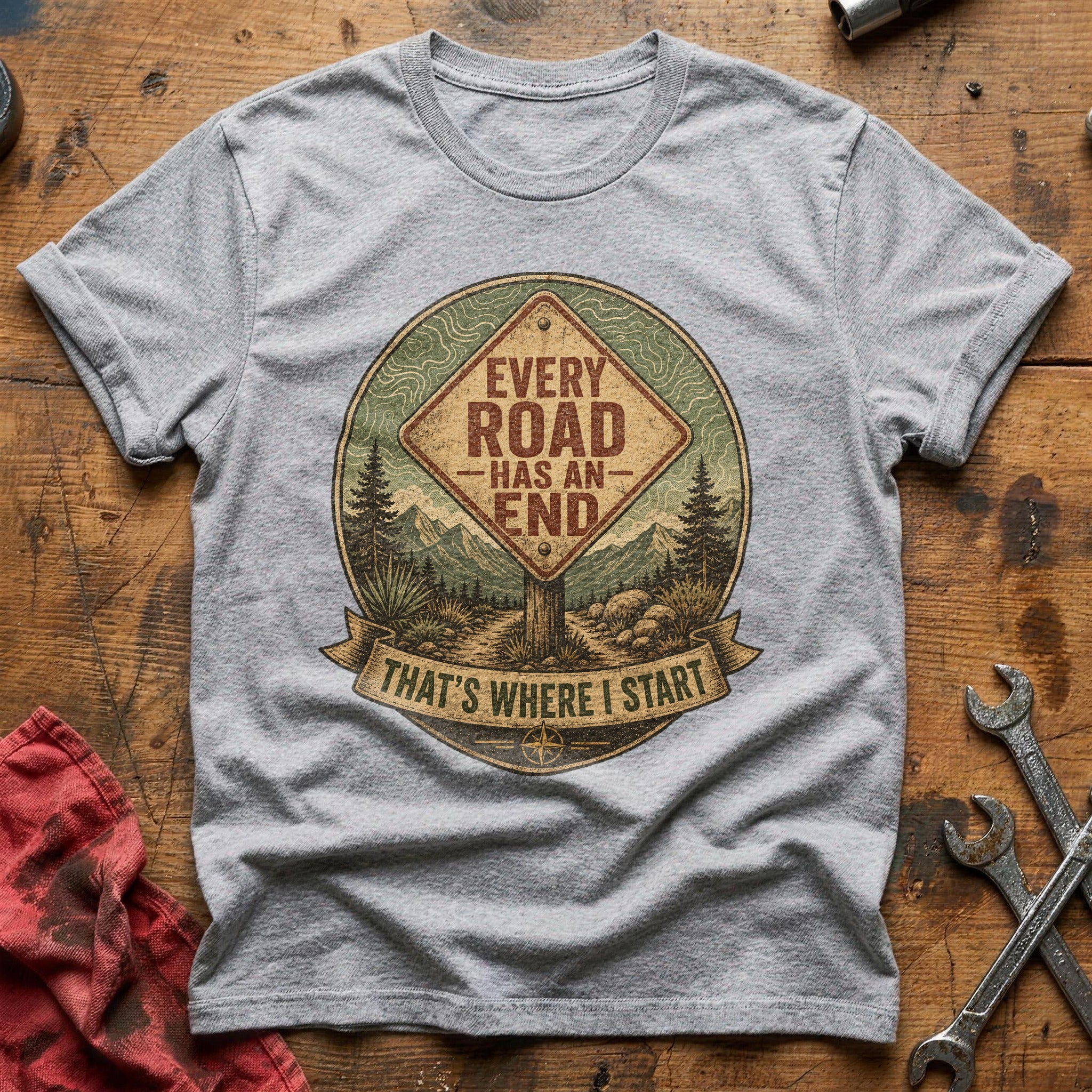 Where the Road Ends T-Shirt - Sport Grey