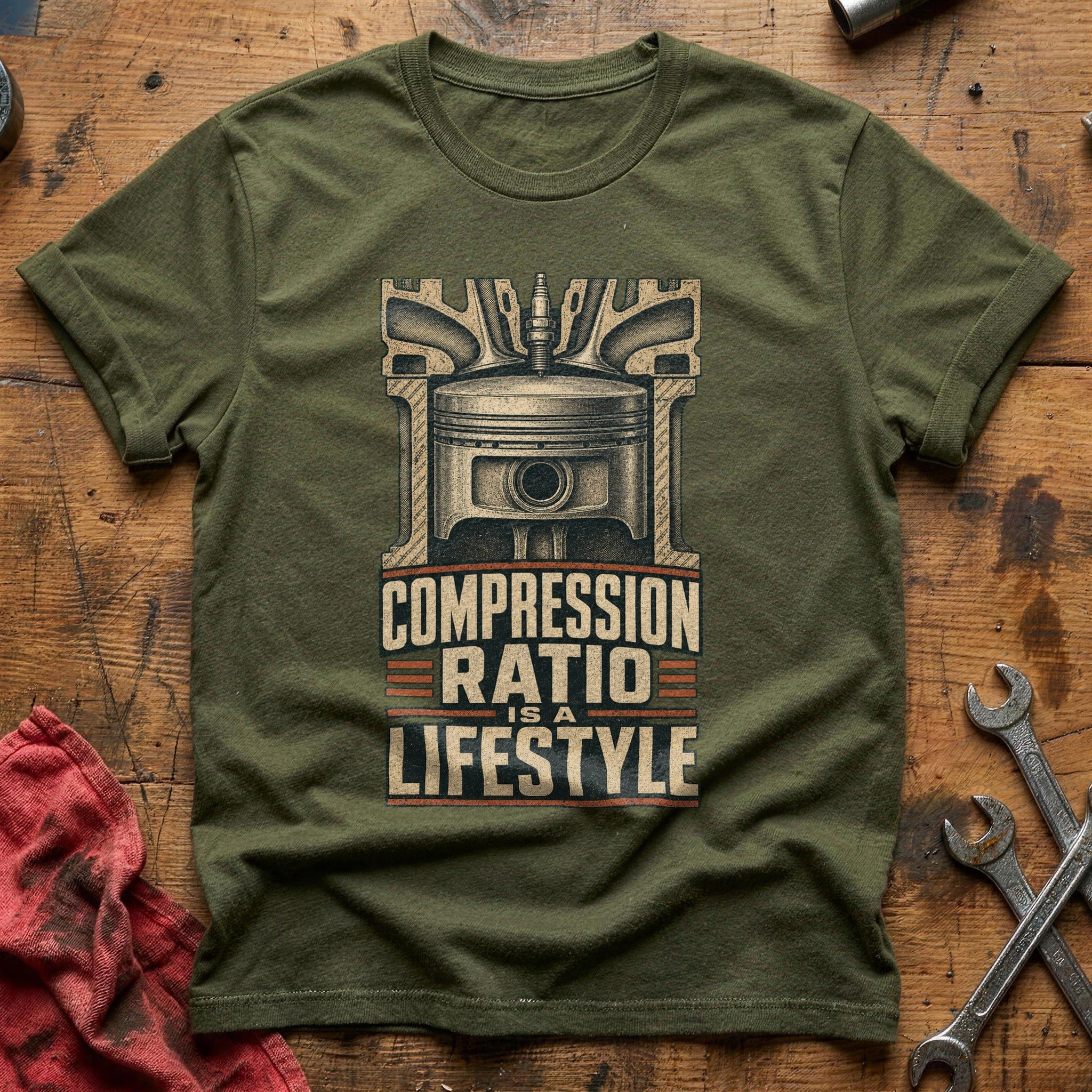 Compression Ratio is a Lifestyle T-Shirt - Military Green