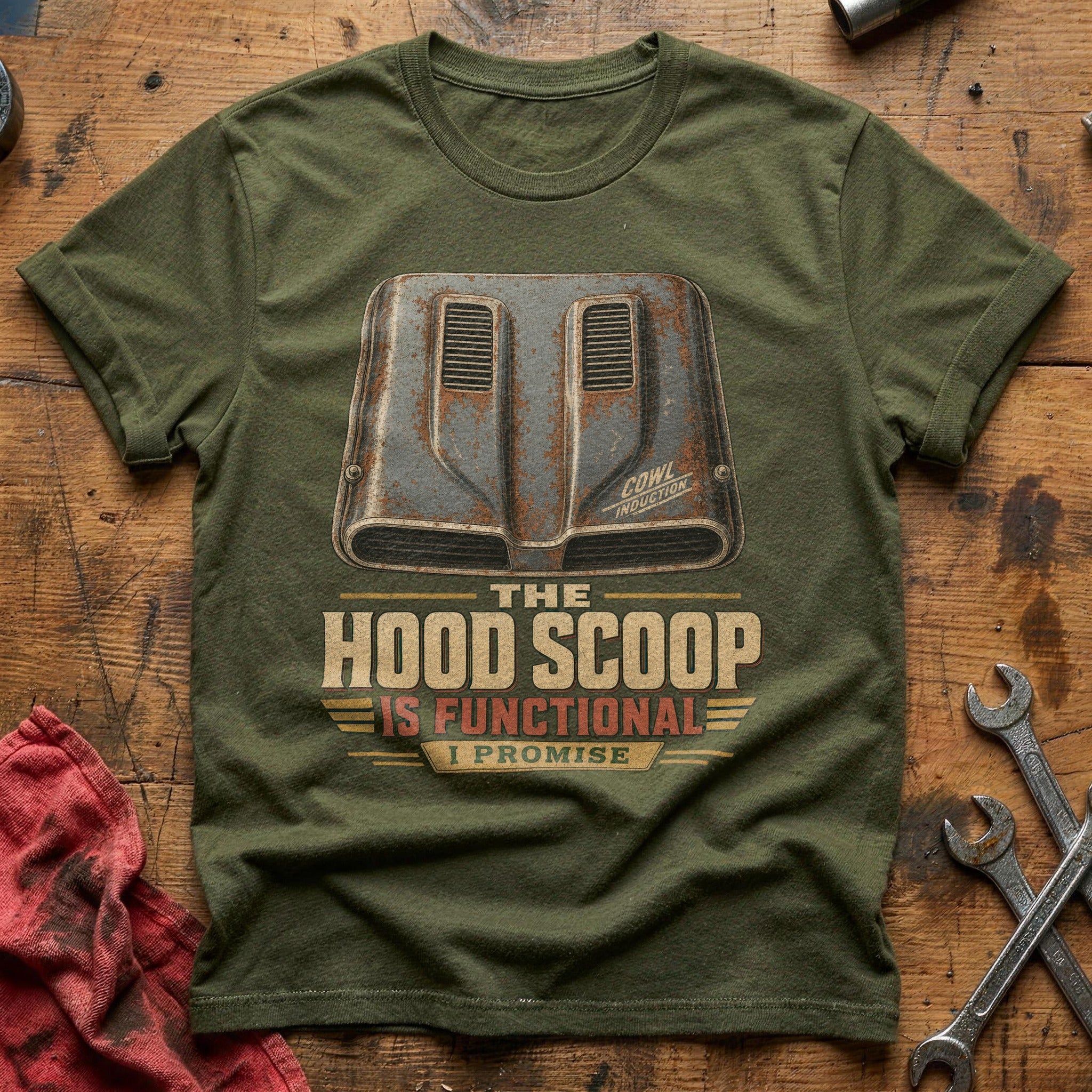 The Hood Scoop is Functional T-Shirt - Military Green