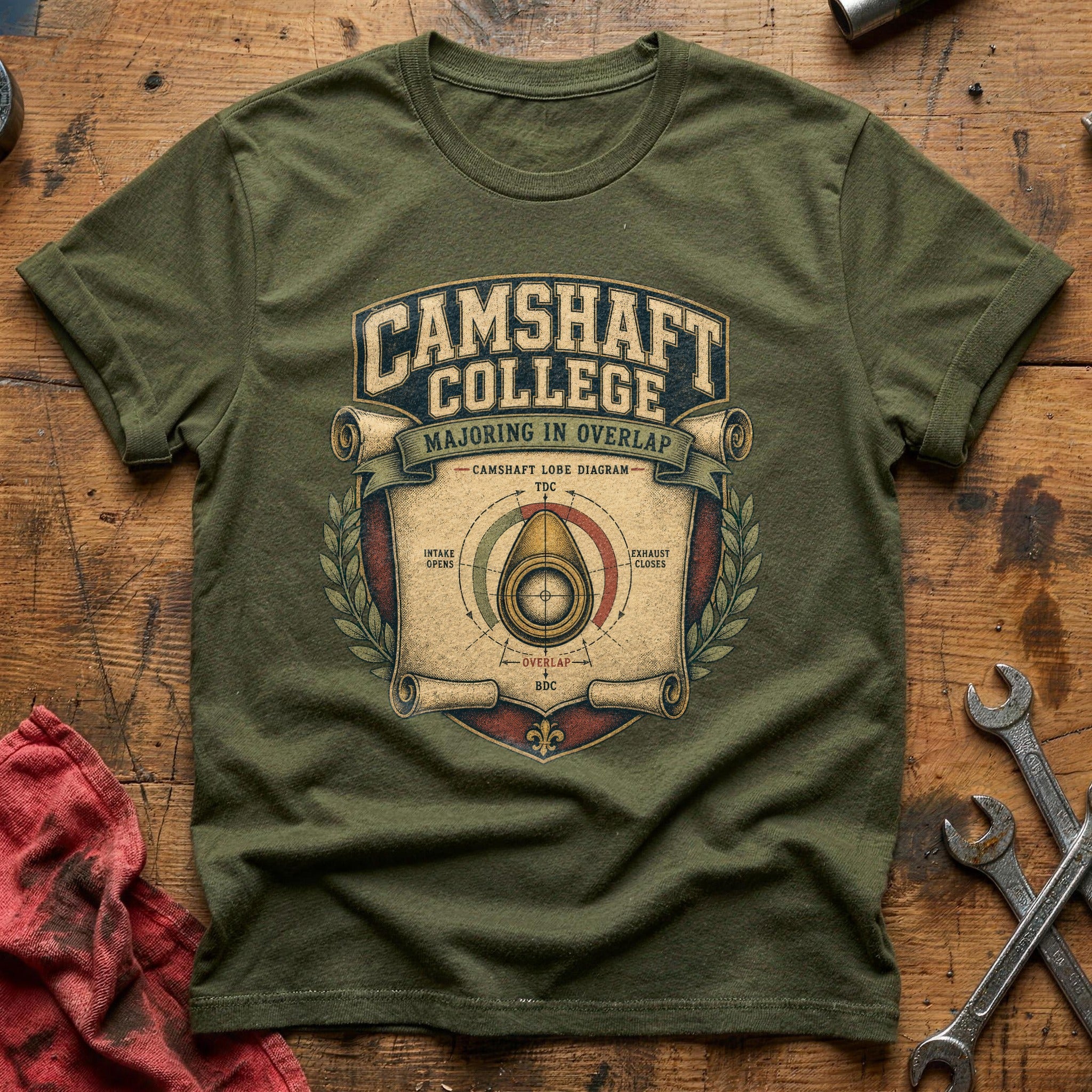 Camshaft College T-Shirt - Military Green