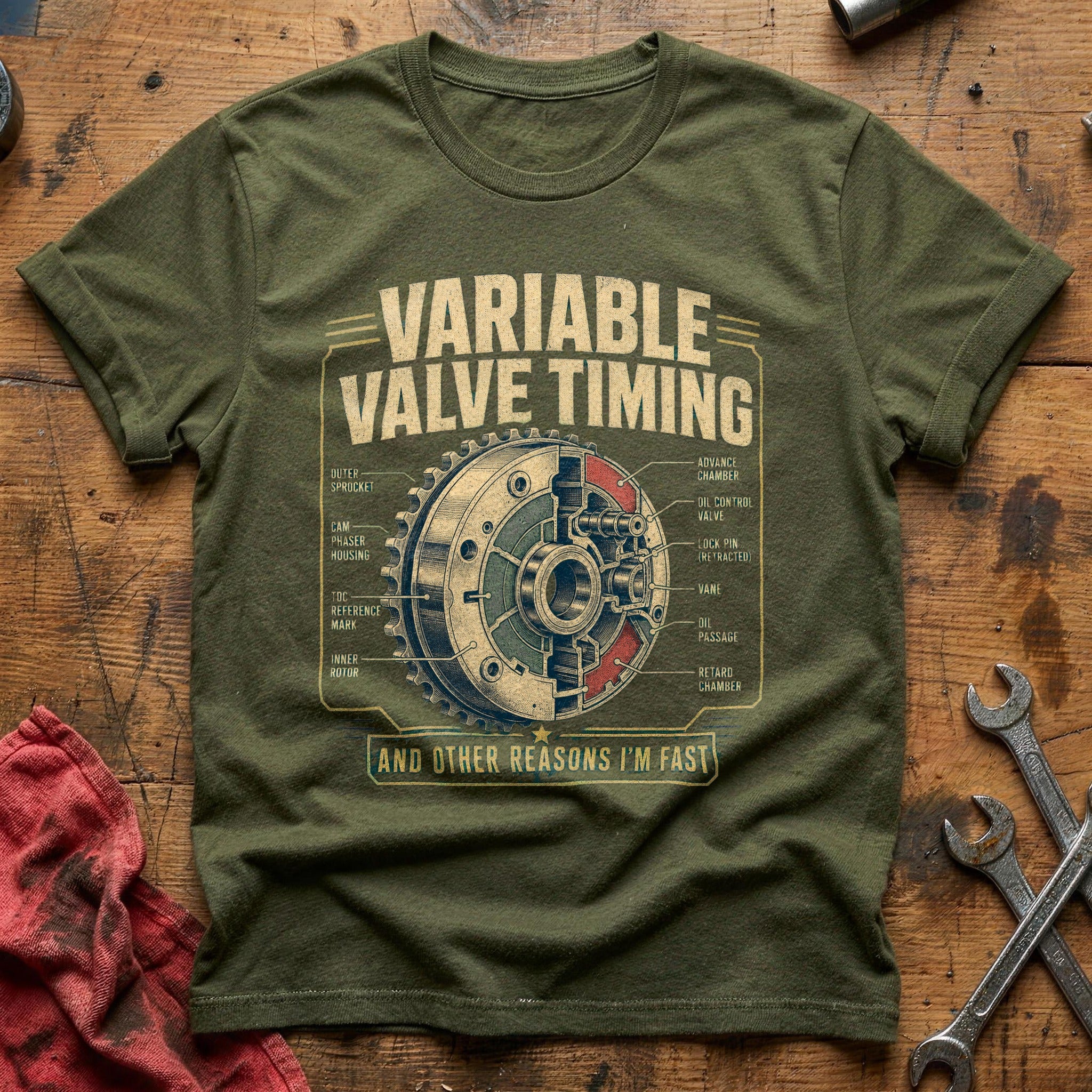 Variable Valve Timing T-Shirt - Military Green