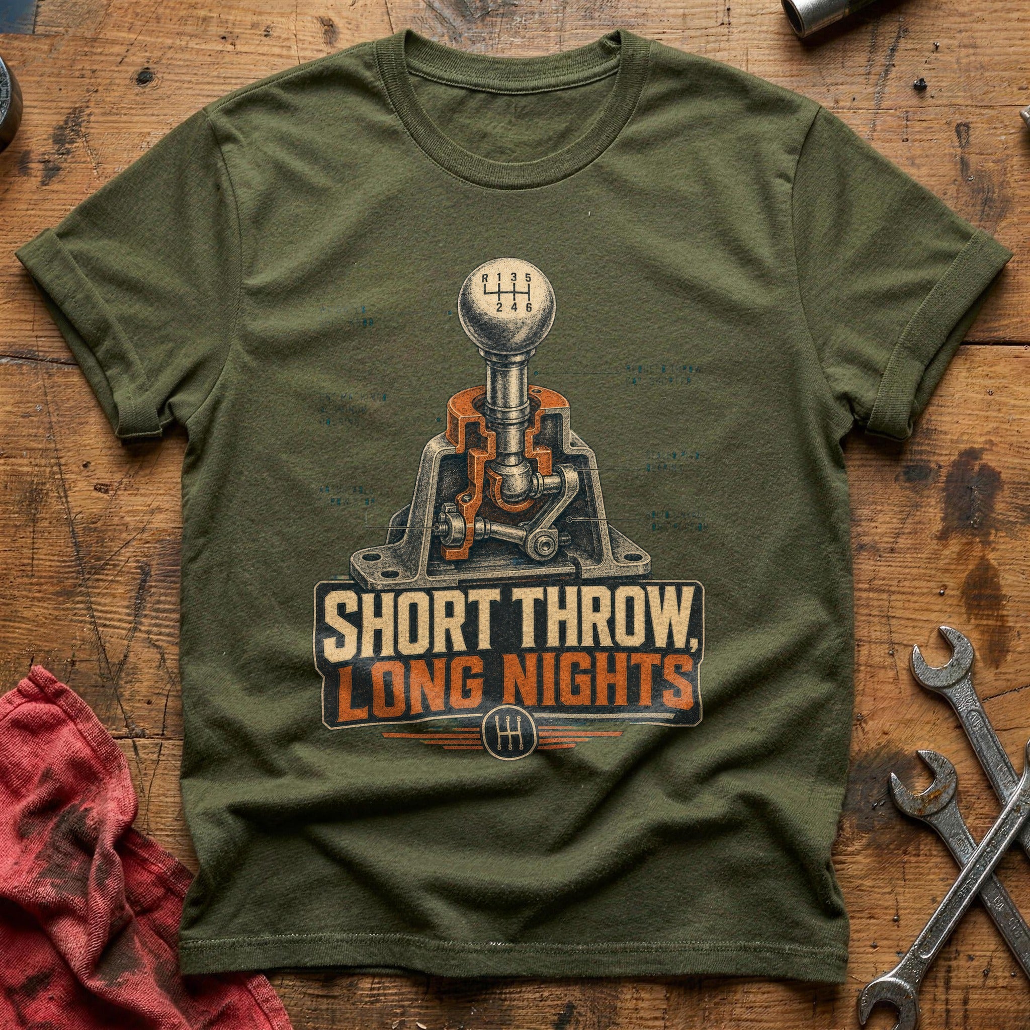 Short Throw, Long Nights T-Shirt - Military Green