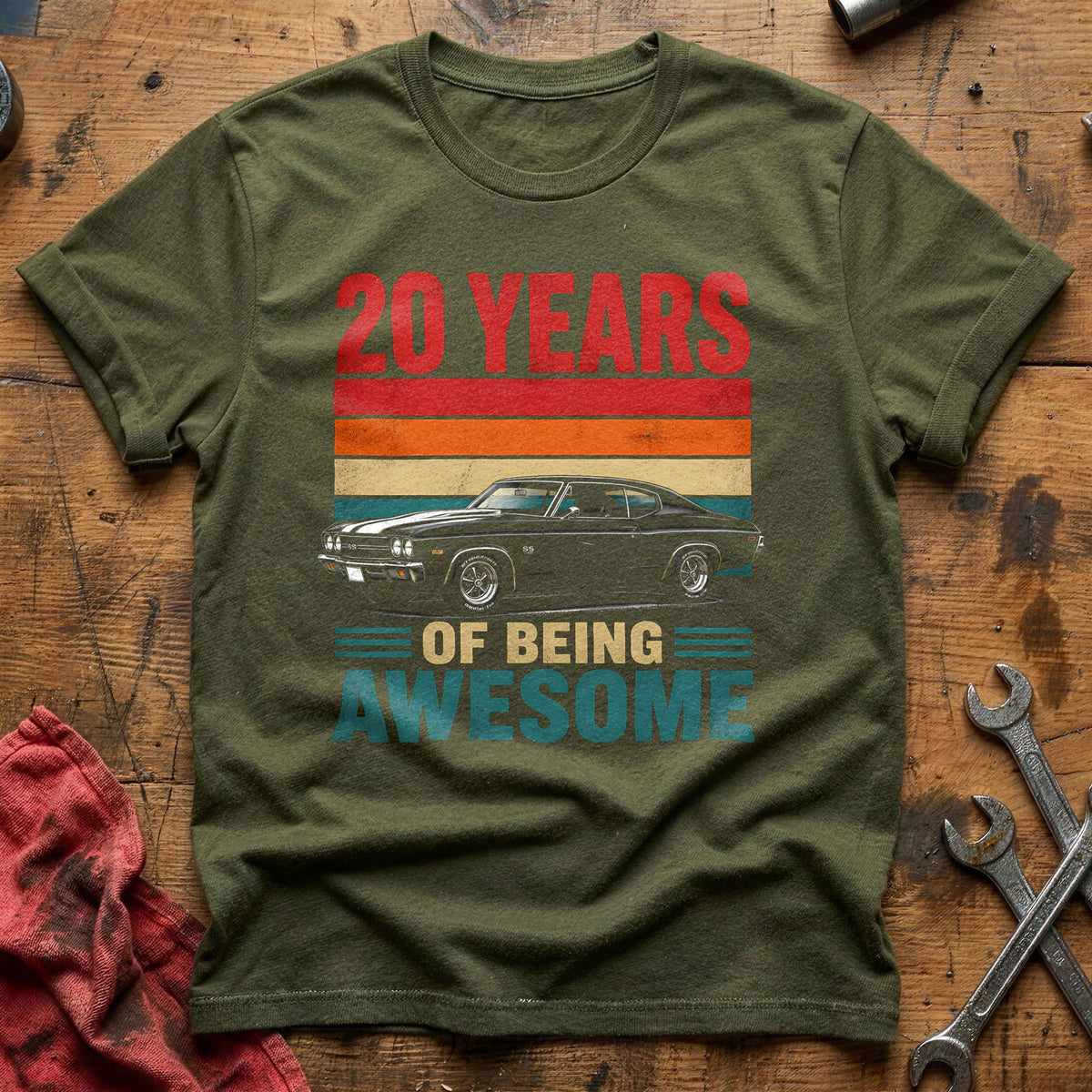 20 Being Awesome T-Shirt - Military Green