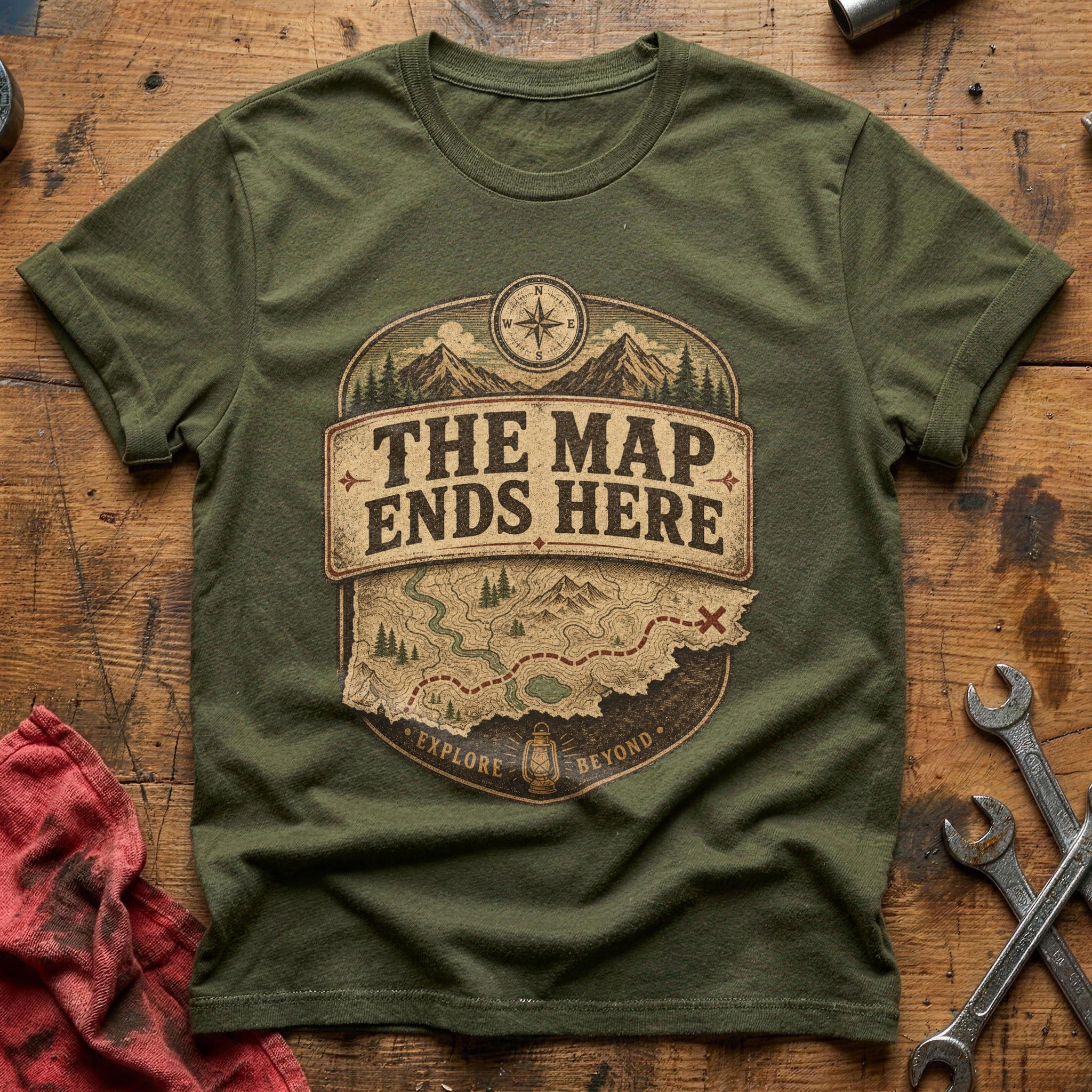 The Map Ends Here T-Shirt - Military Green