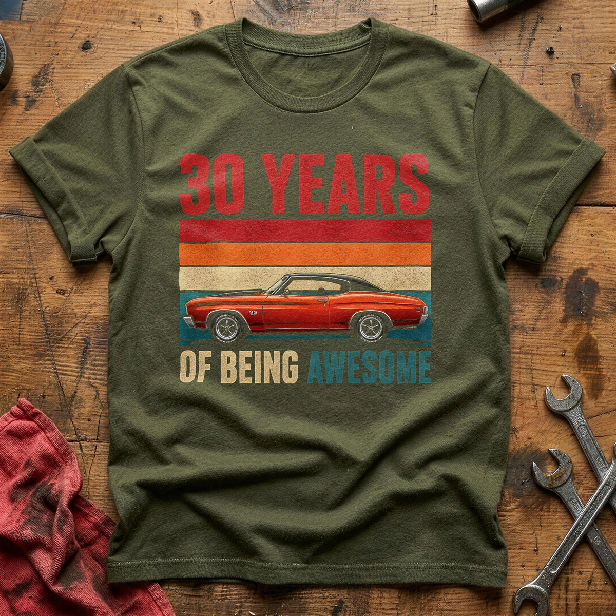 30 Being Awesome T-Shirt - Military Green