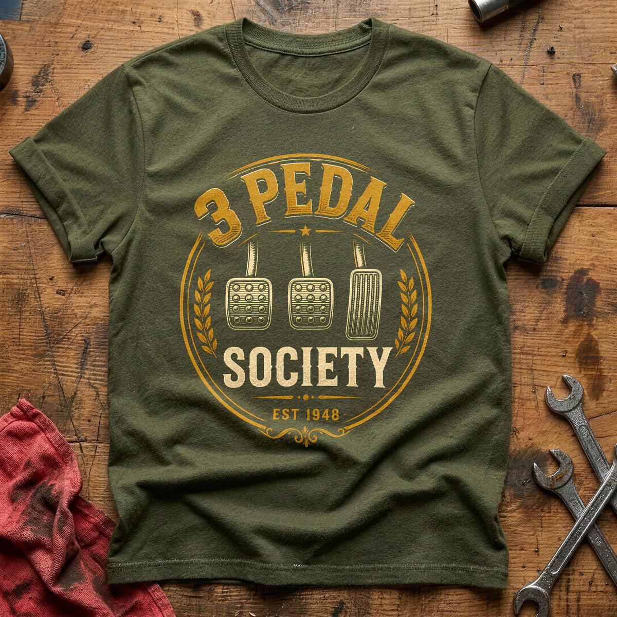 3 Pedal Society 28 T-Shirt - Military Green