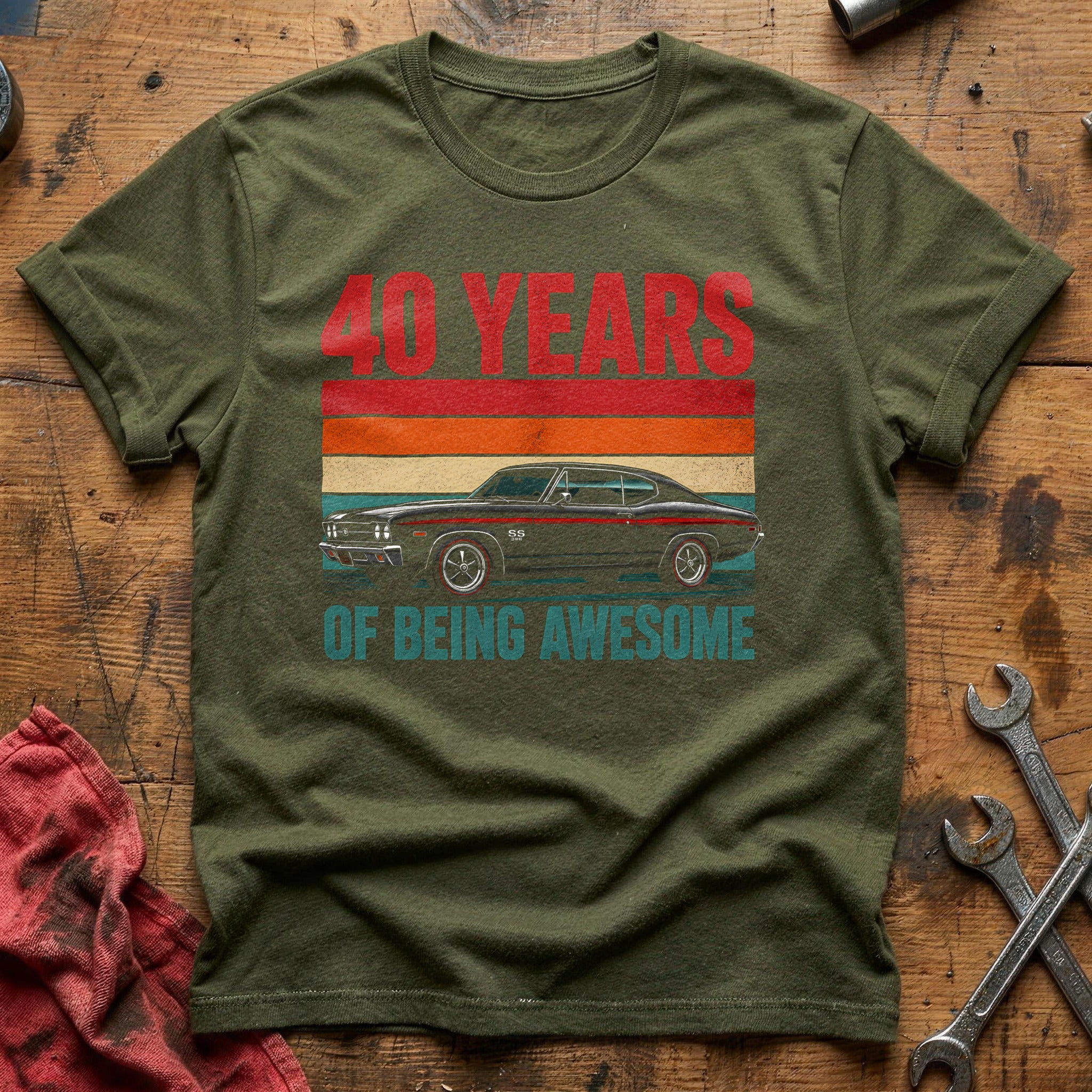 40 Being Awesome T-Shirt - Military Green