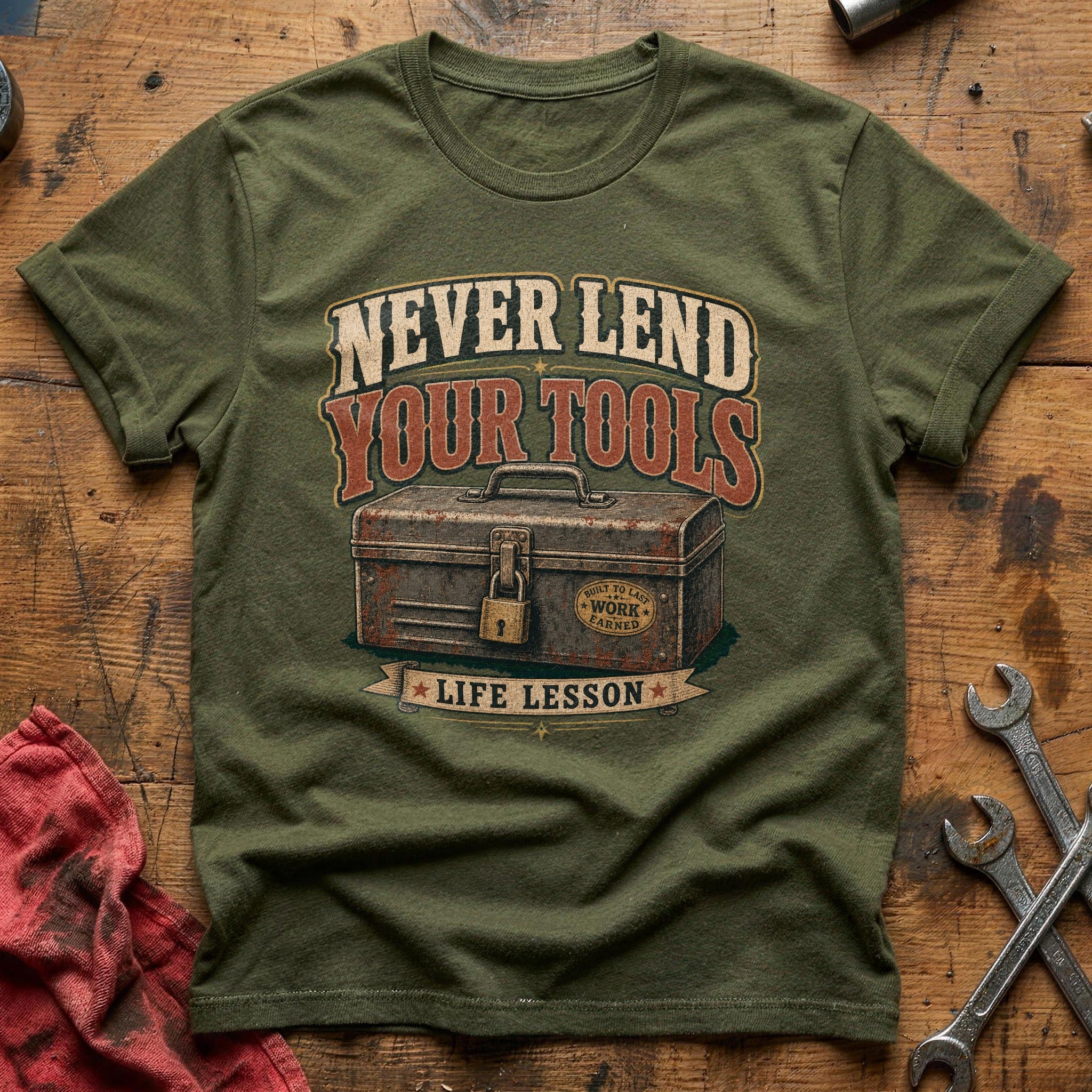 Never Lend Your Tools T-Shirt - Military Green