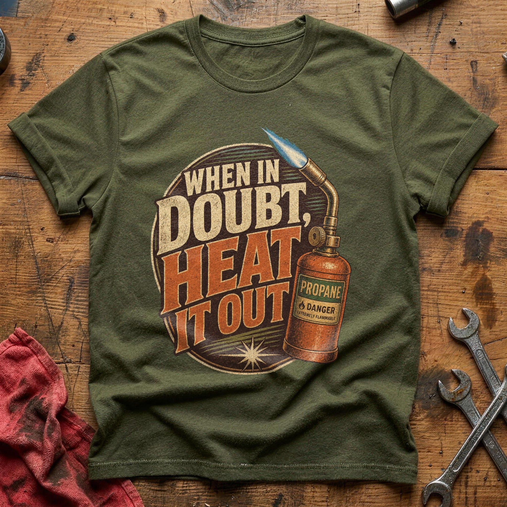 When in Doubt, Heat It Out T-Shirt - Military Green