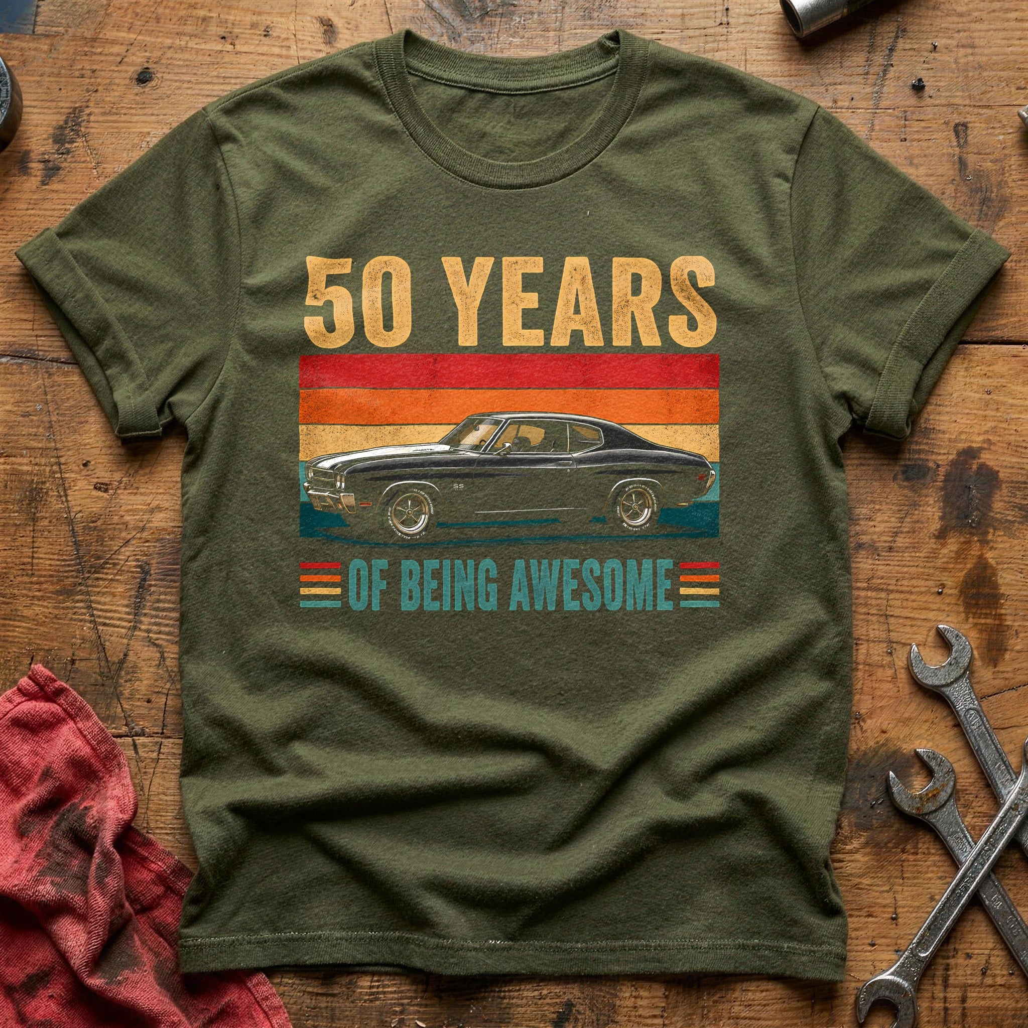 50 Being Awesome T-Shirt - Military Green