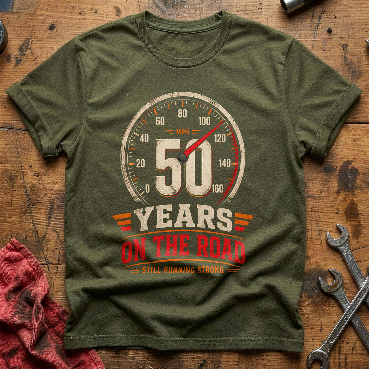 50 On The Road T-Shirt - Military Green