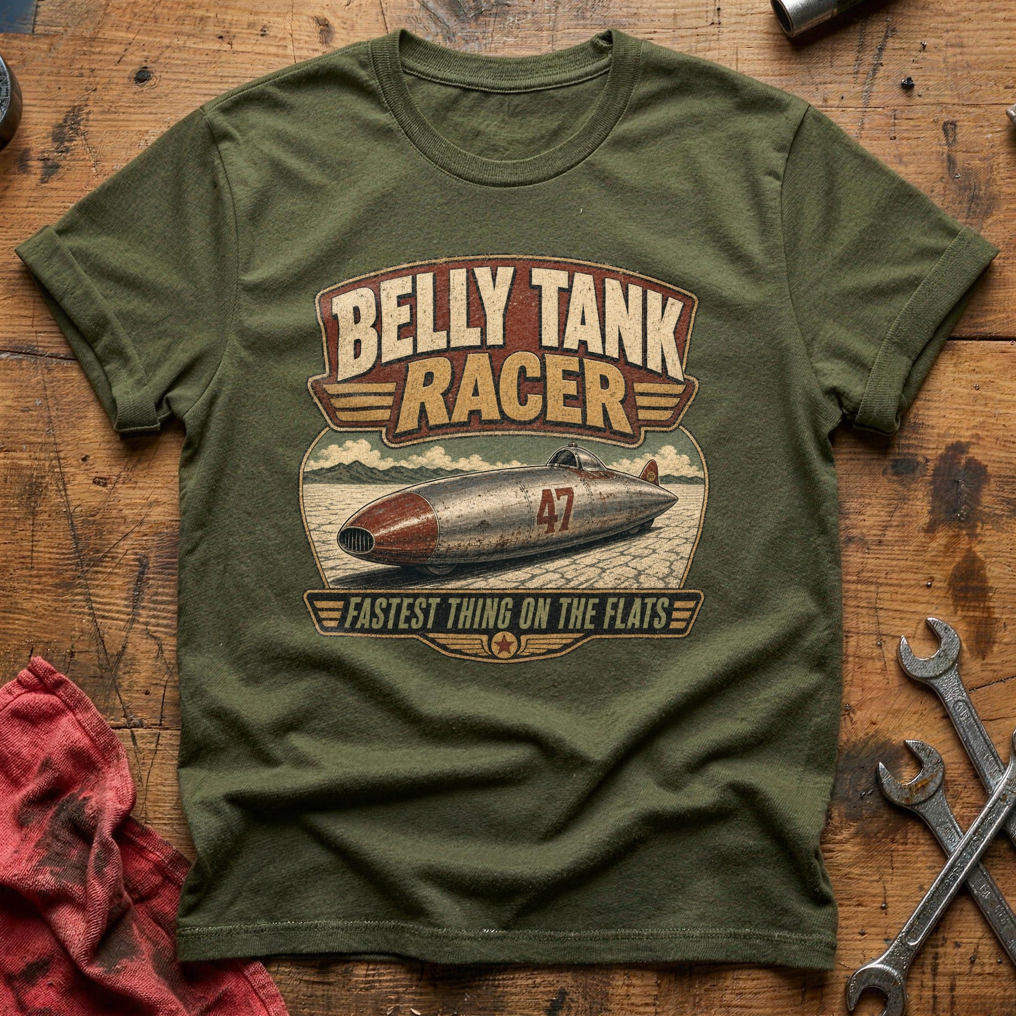 Belly Tank Racer T-Shirt - Military Green