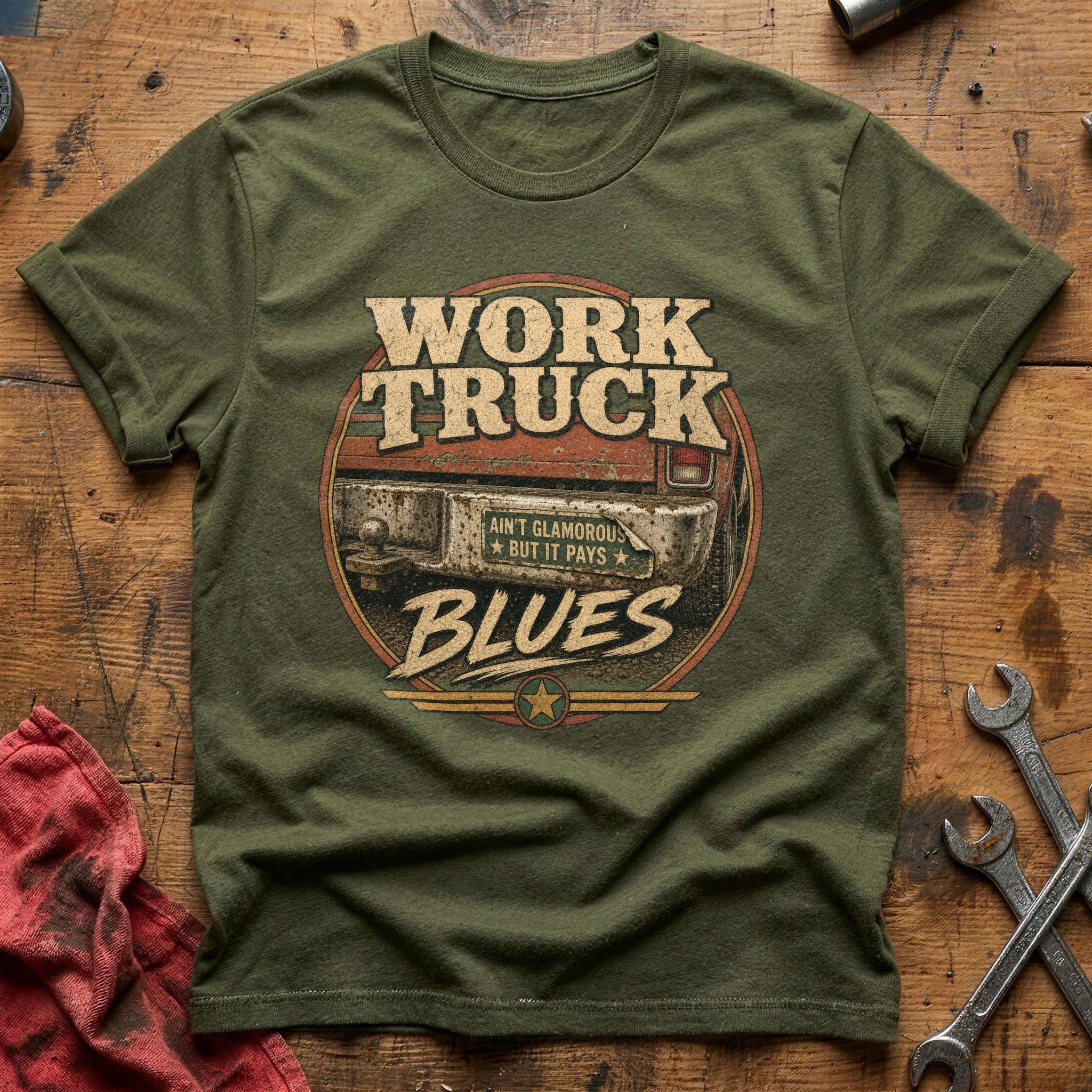 Work Truck Blues T-Shirt - Military Green