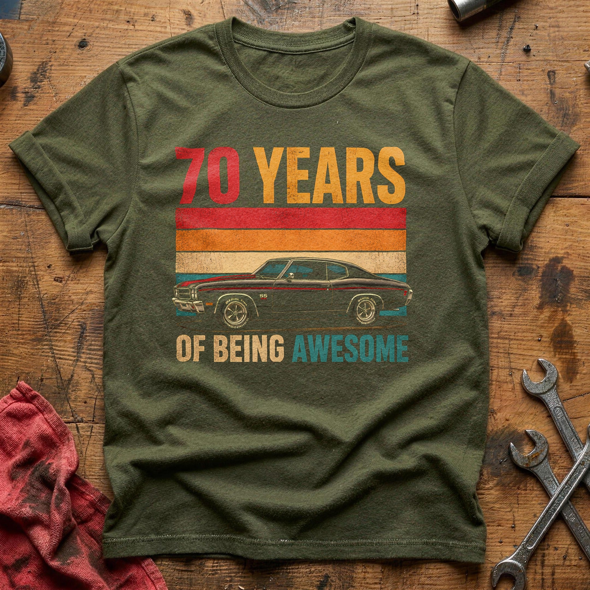 70 Being Awesome T-Shirt - Military Green