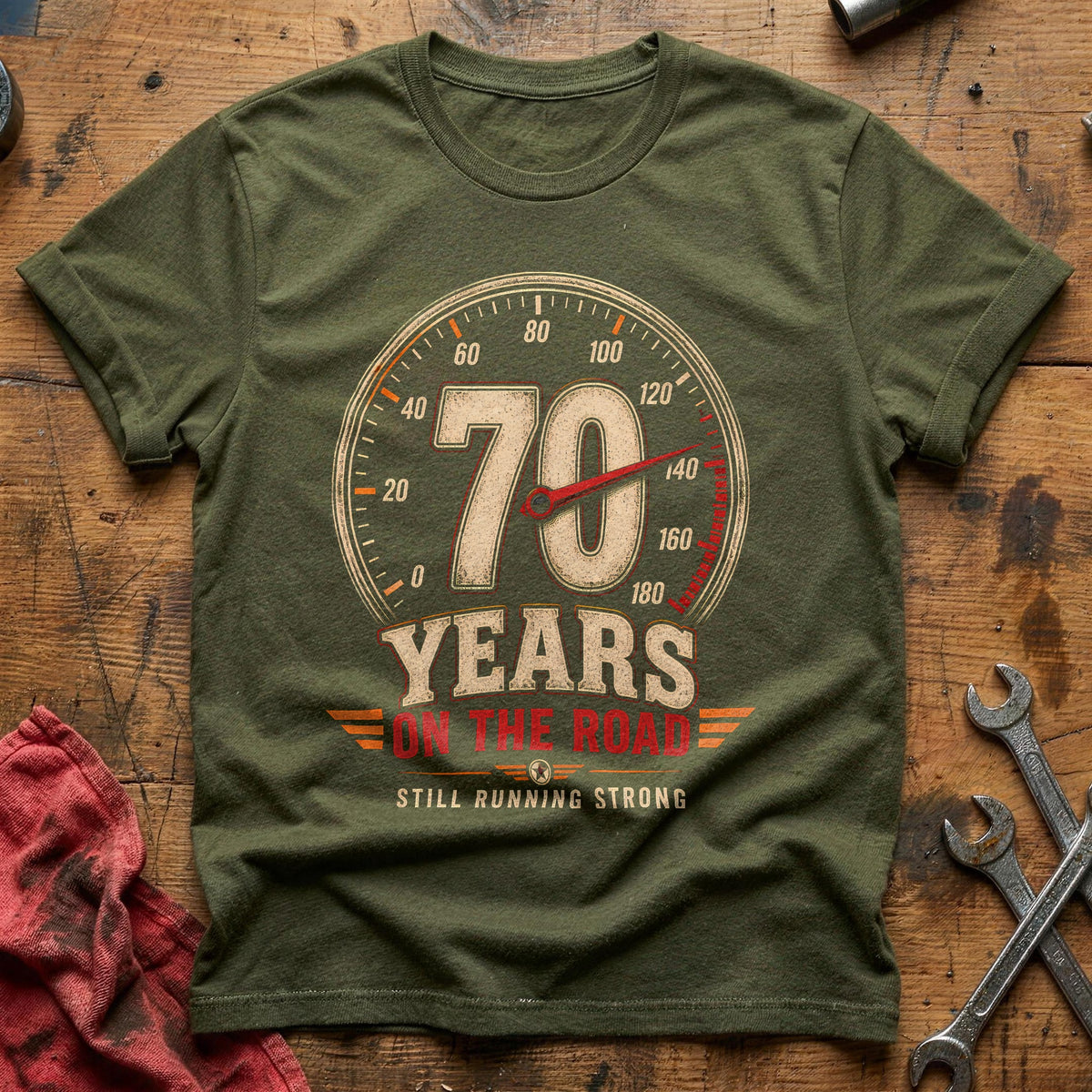 70 On The Road T-Shirt - Military Green
