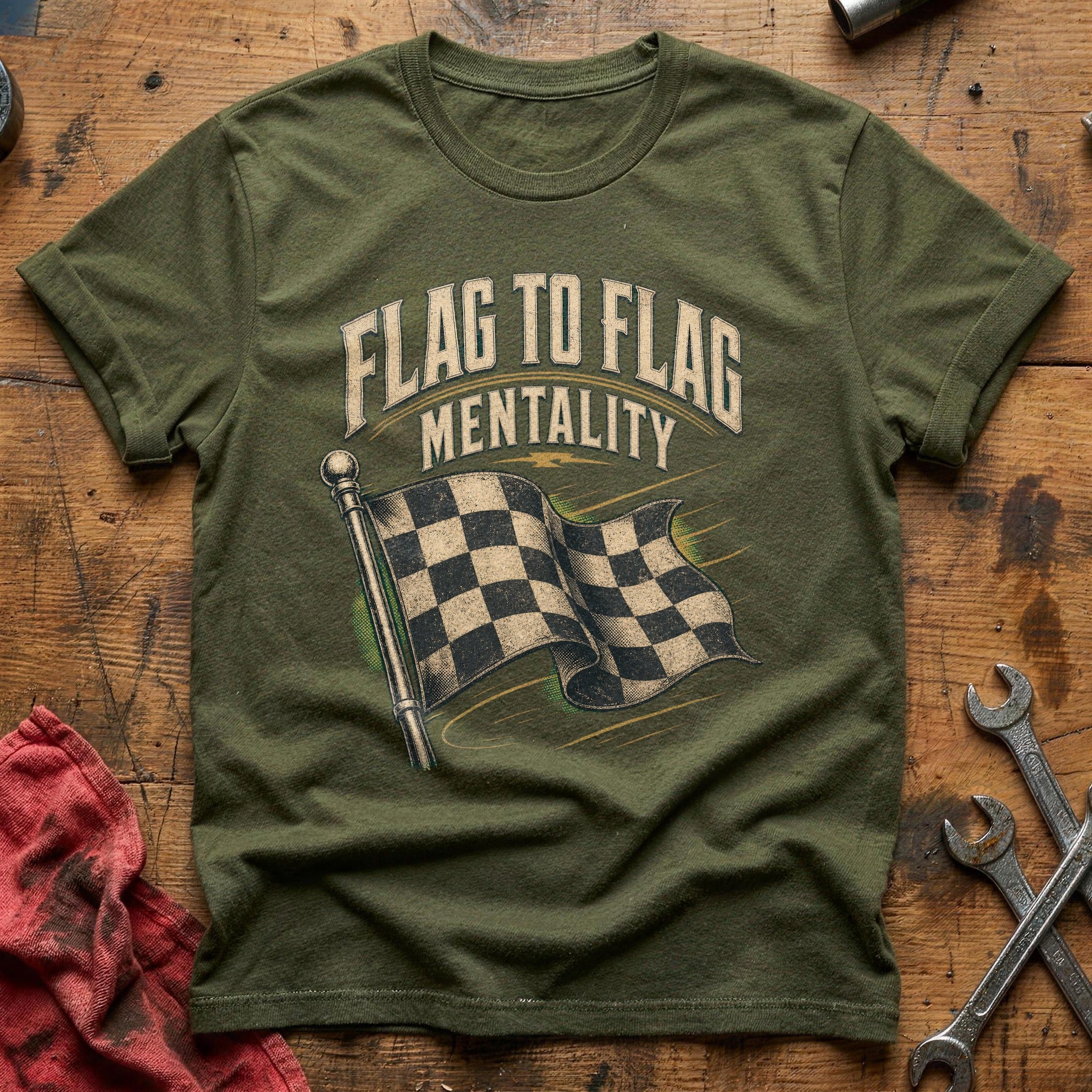 Flag to Flag Mentality T-Shirt - Military Green