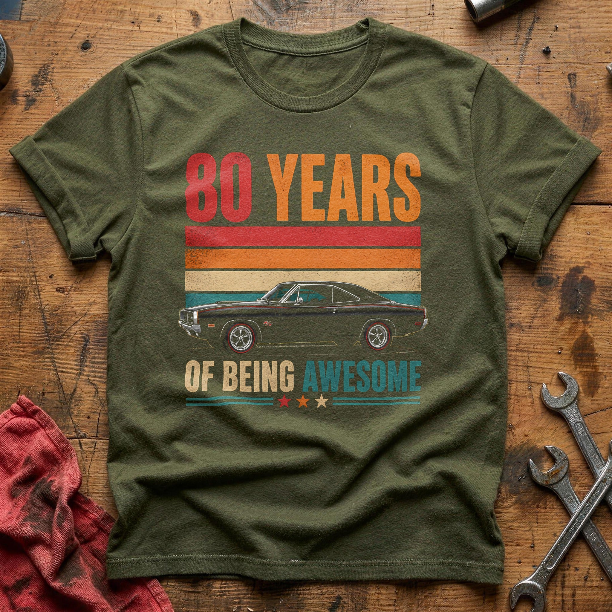 80 Being Awesome T-Shirt - Military Green
