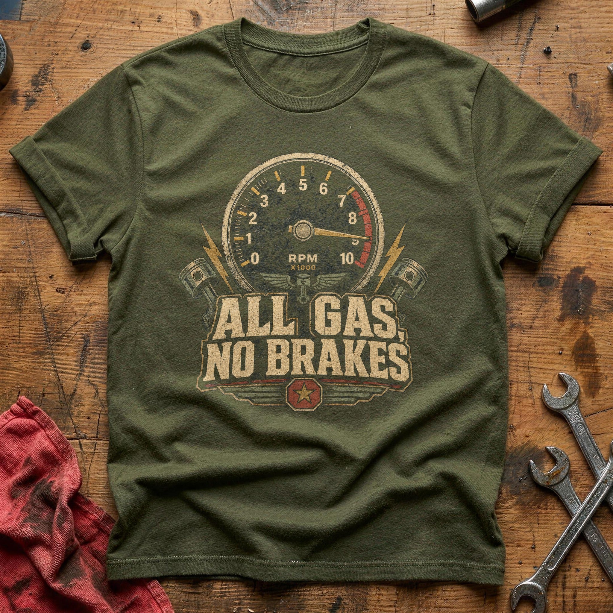 All Gas, No Brakes T-Shirt - Military Green