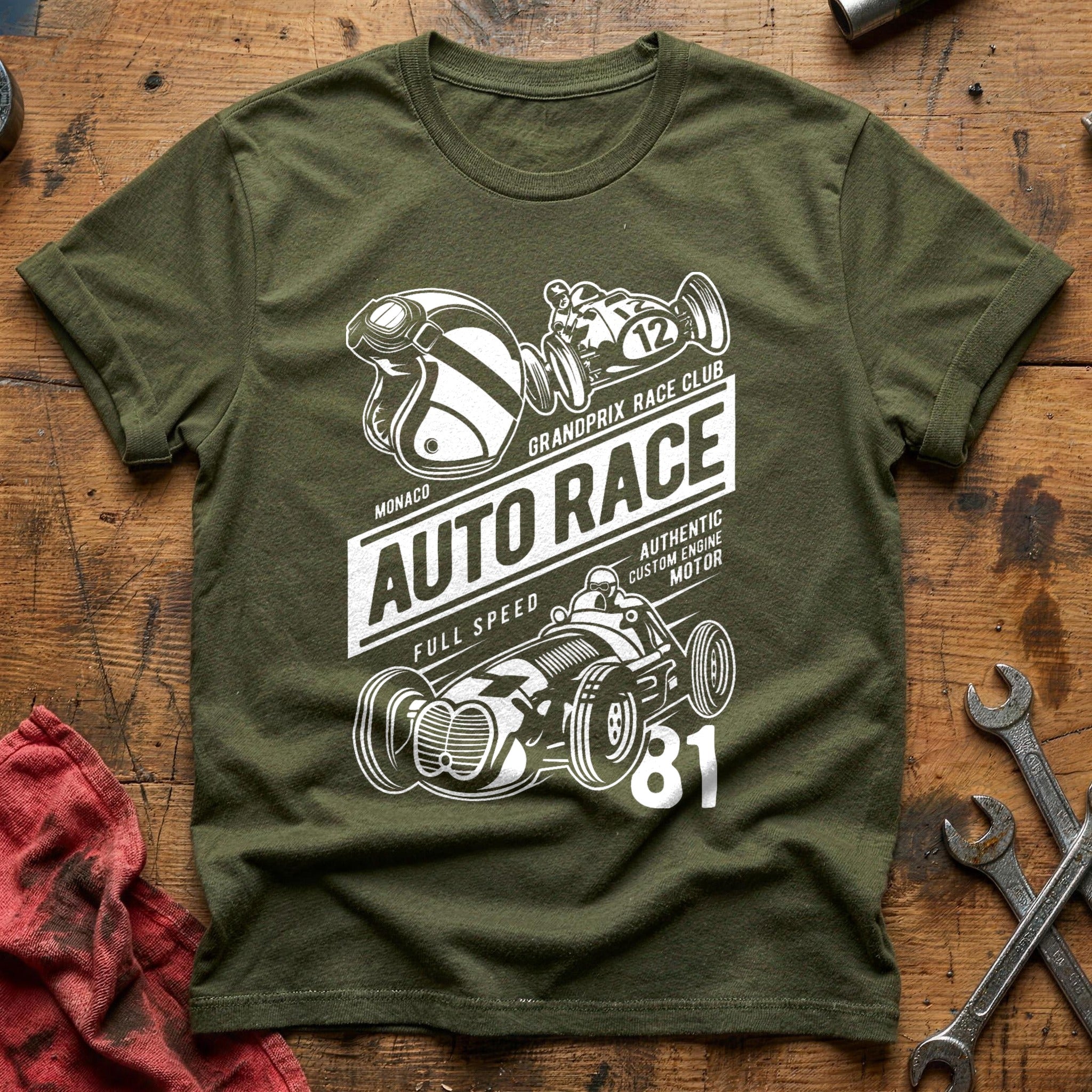 Auto race T-Shirt - Military Green