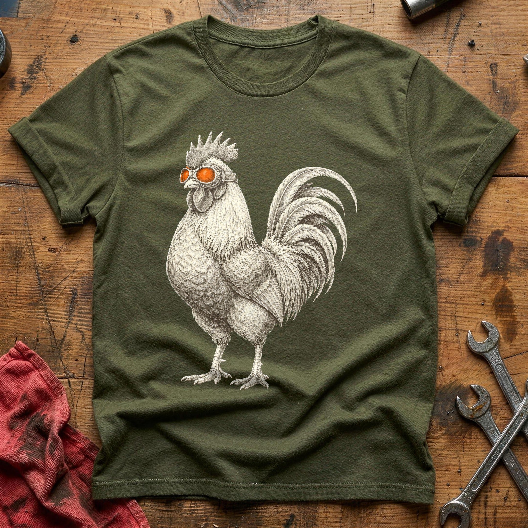 Aviator Rooster T-Shirt - Military Green