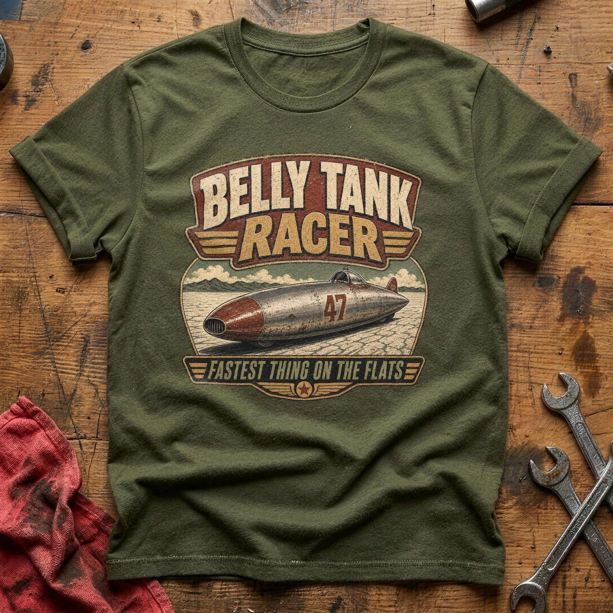 Belly Tank Racer T-Shirt - Military Green