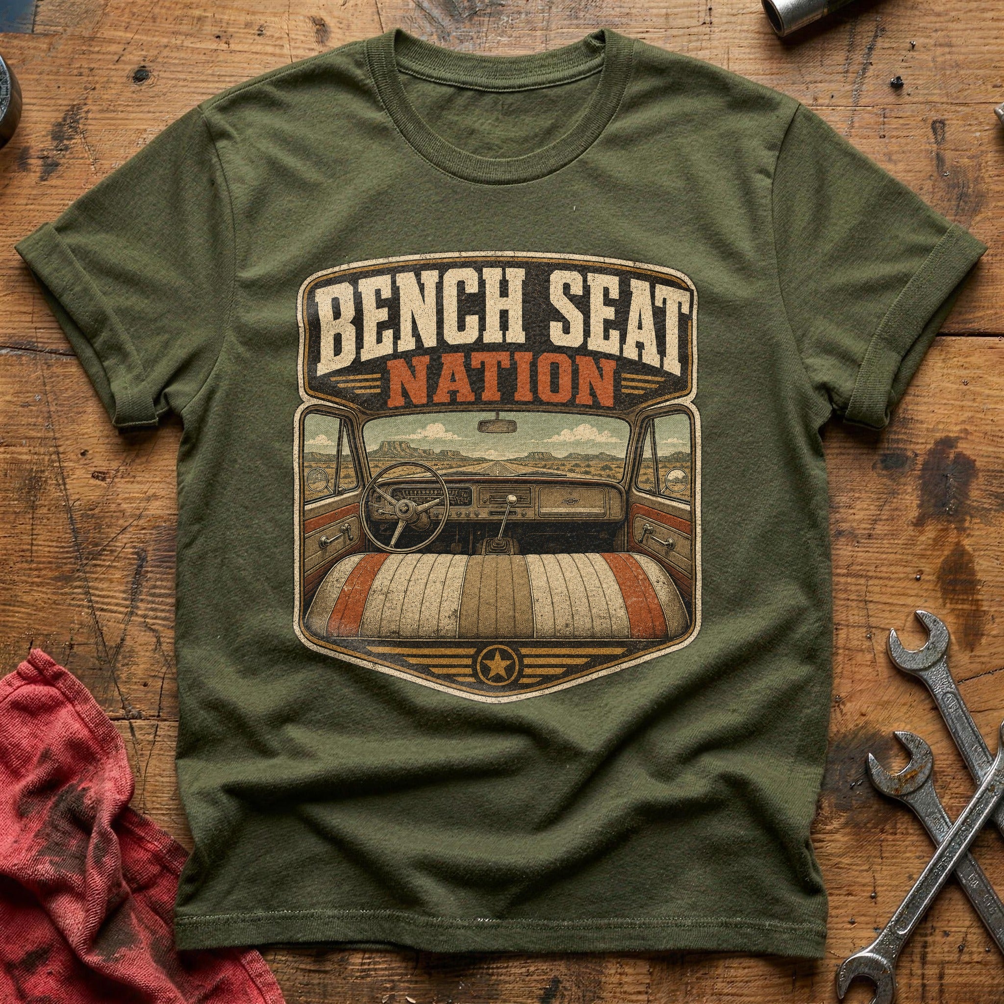 Bench Seat Nation T-Shirt - Military Green
