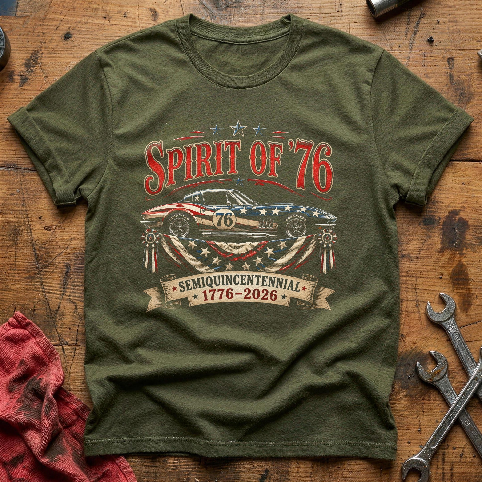 Bicentennial Racer T-Shirt - Military Green