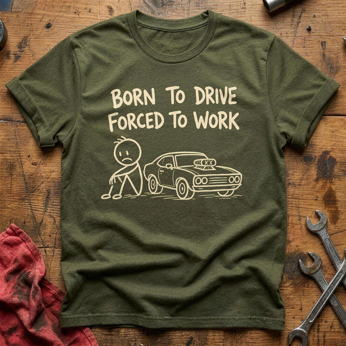Born To Drive 59 T-Shirt - Military Green