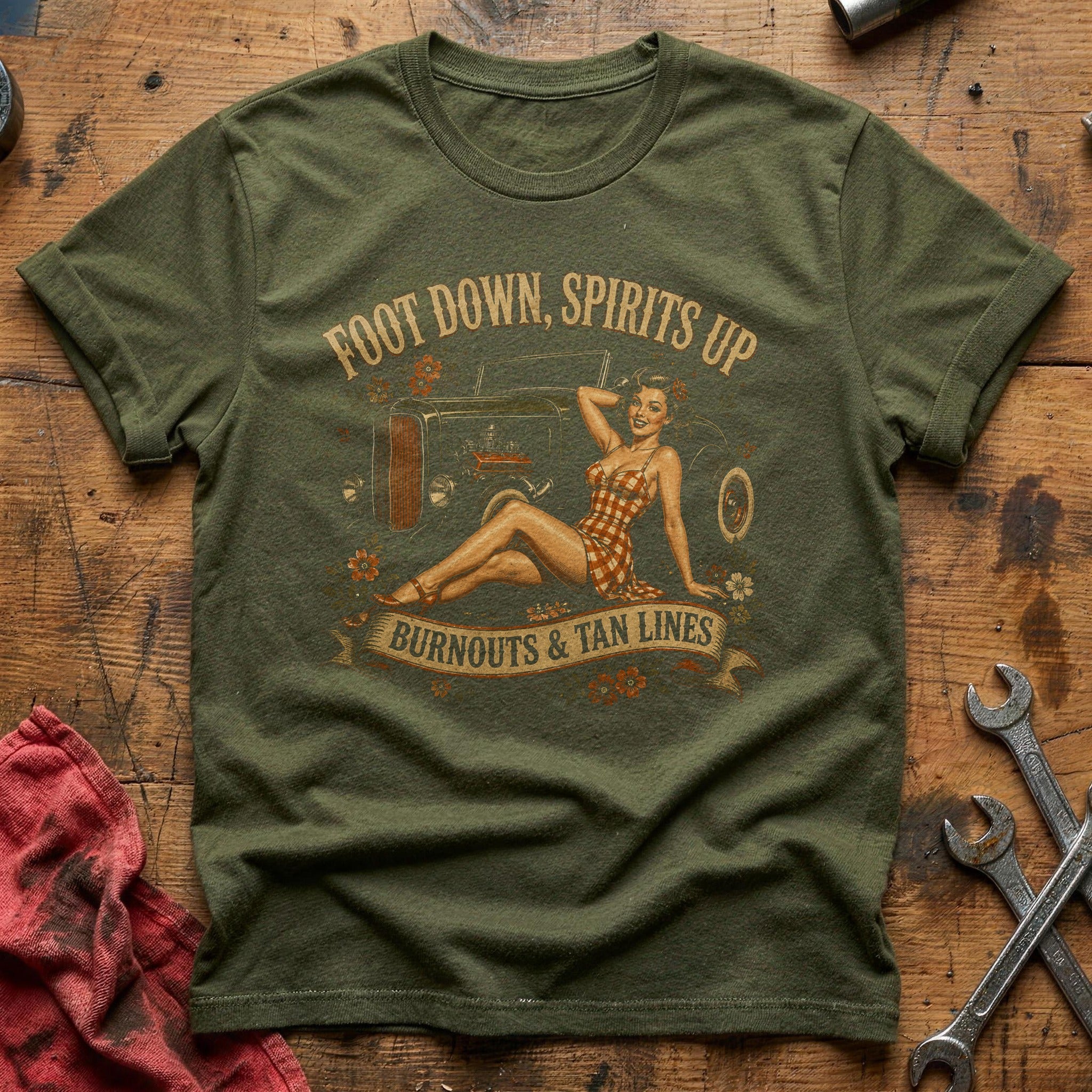 Burnouts & Tan Lines T-Shirt - Military Green