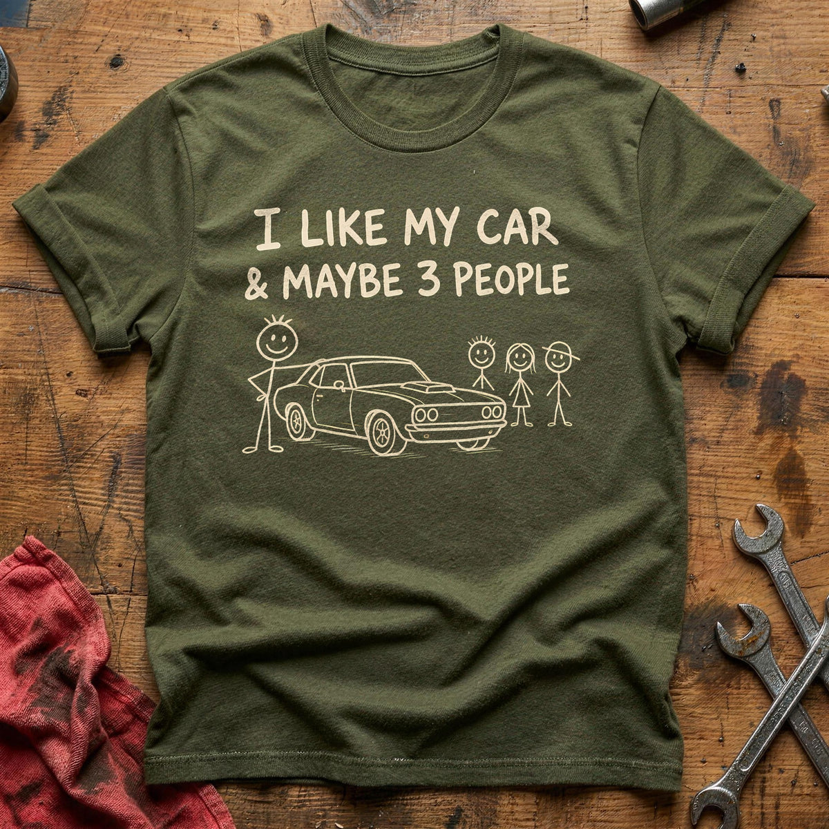 Car 3 People 33 T-Shirt - Military Green