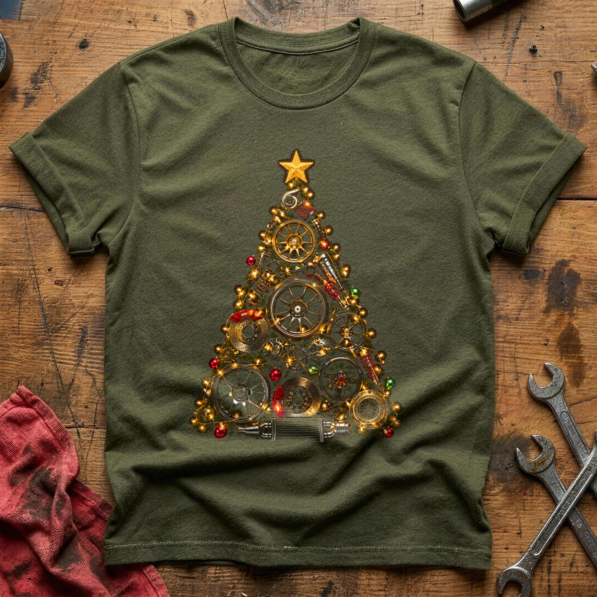 Car Parts Lights Tree 80 T-Shirt - Military Green