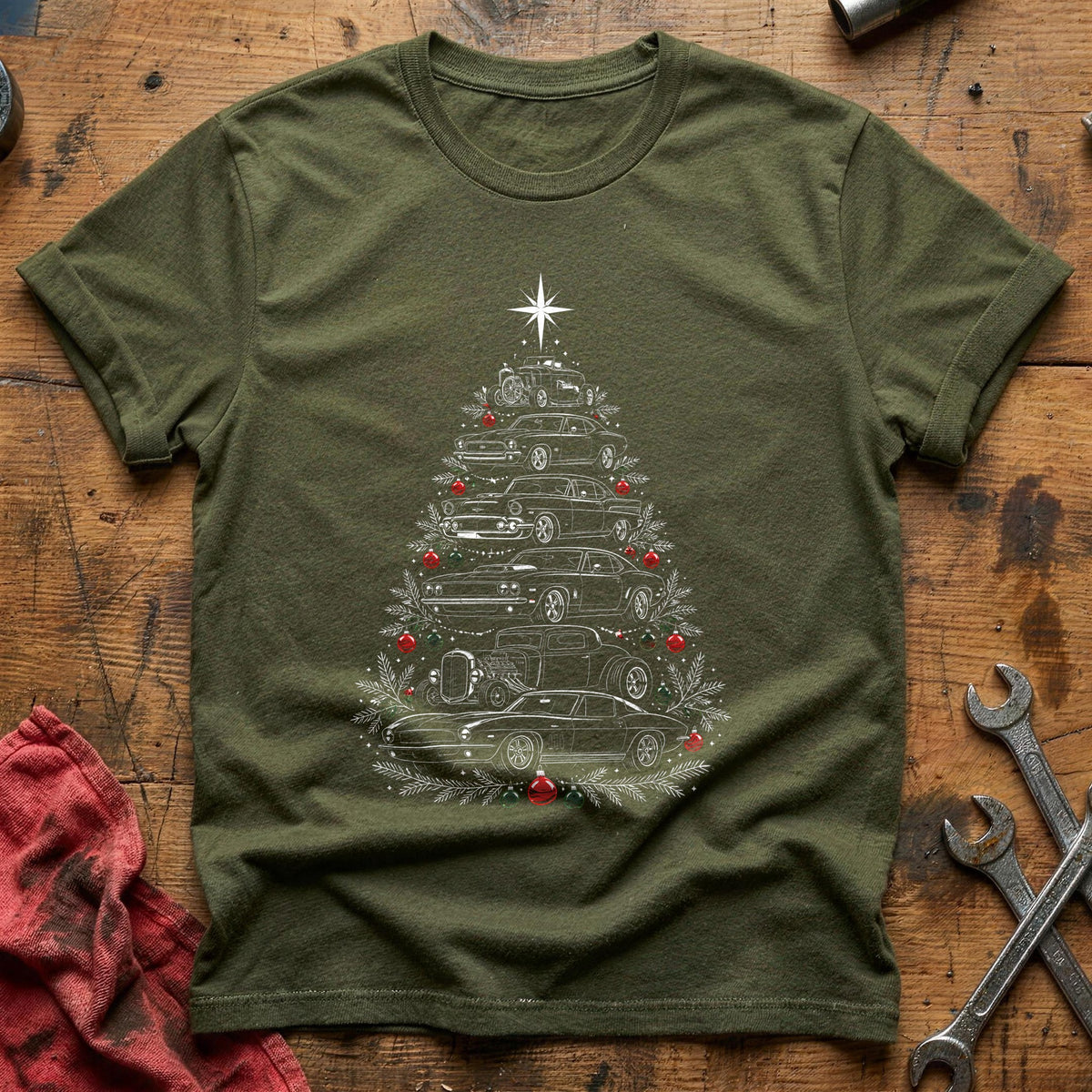 Car Types Tree 98 T-Shirt - Military Green