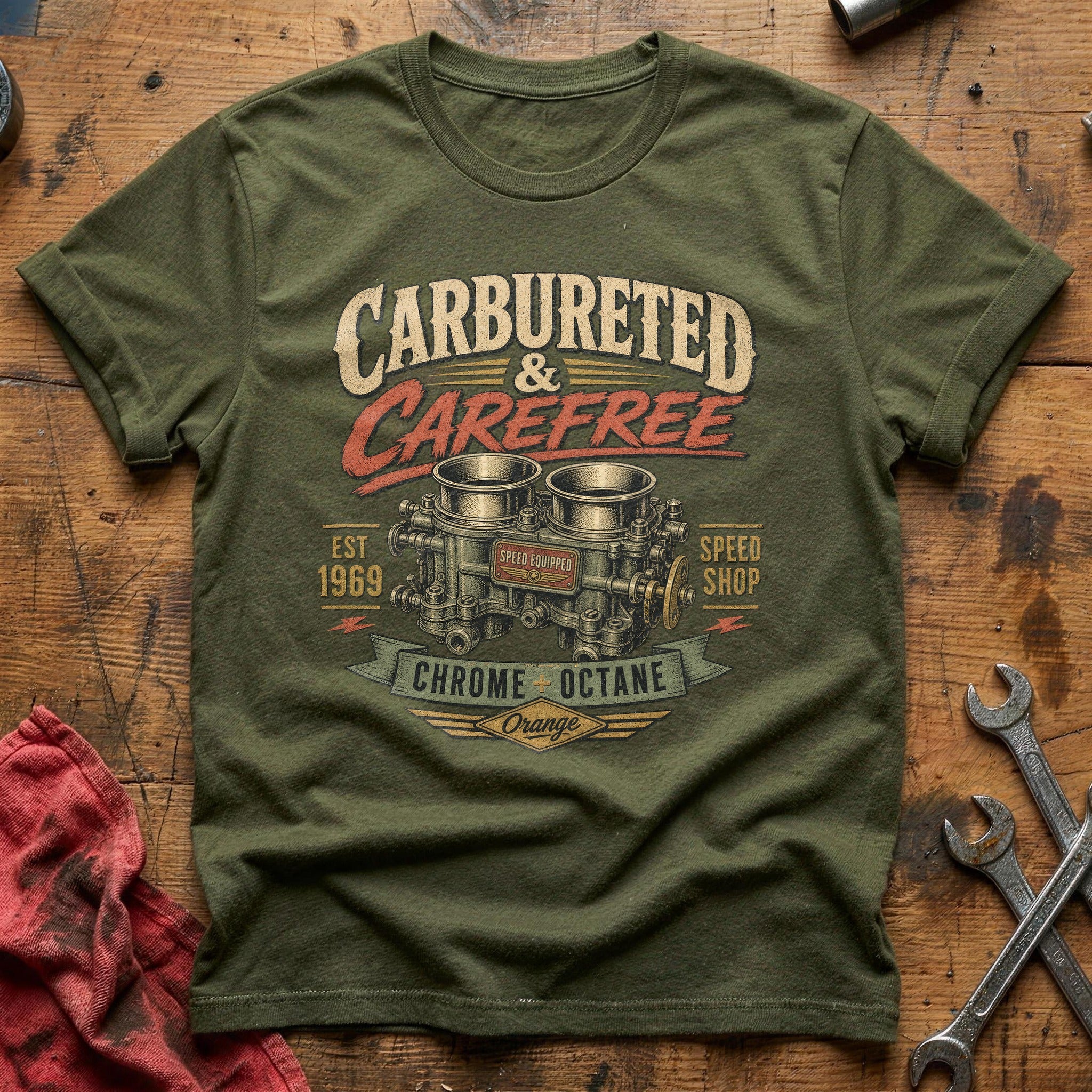 Carbureted & Carefree T-Shirt - Military Green