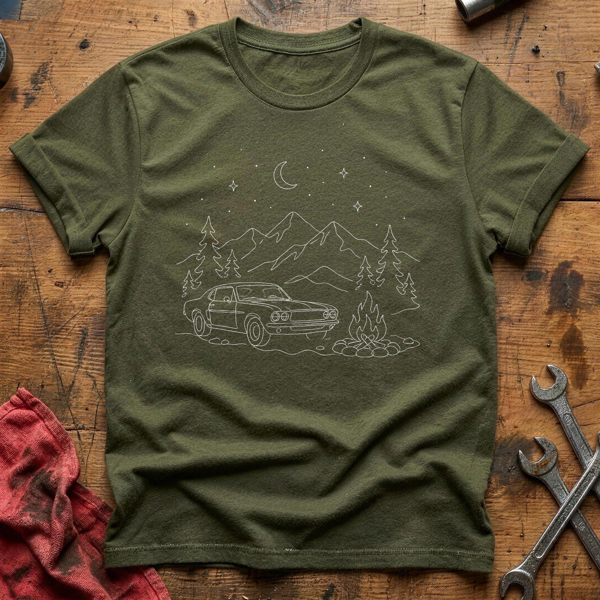 Classic Car Campfire Night 57 T-Shirt - Military Green