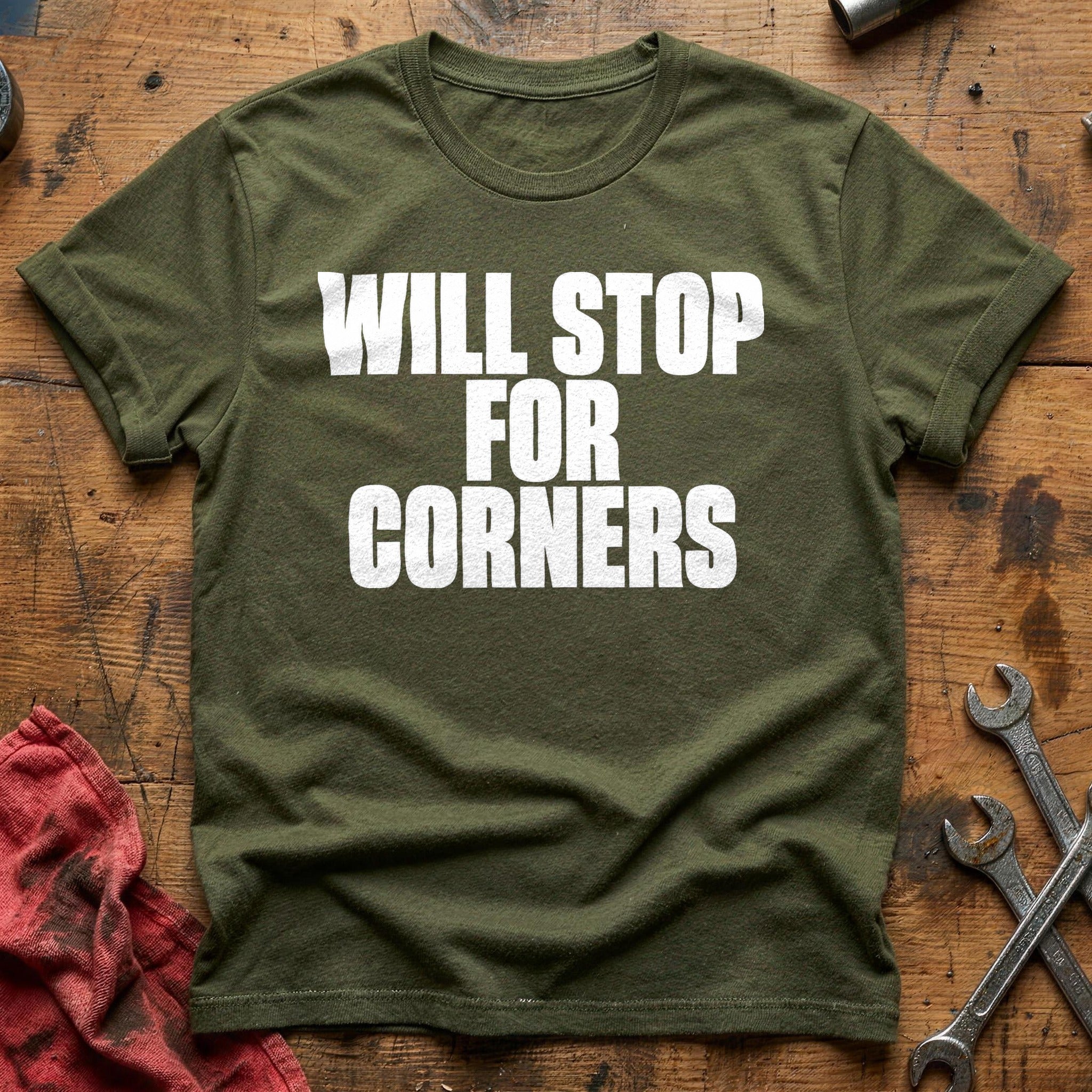 Corners Over Caution T-Shirt - Military Green