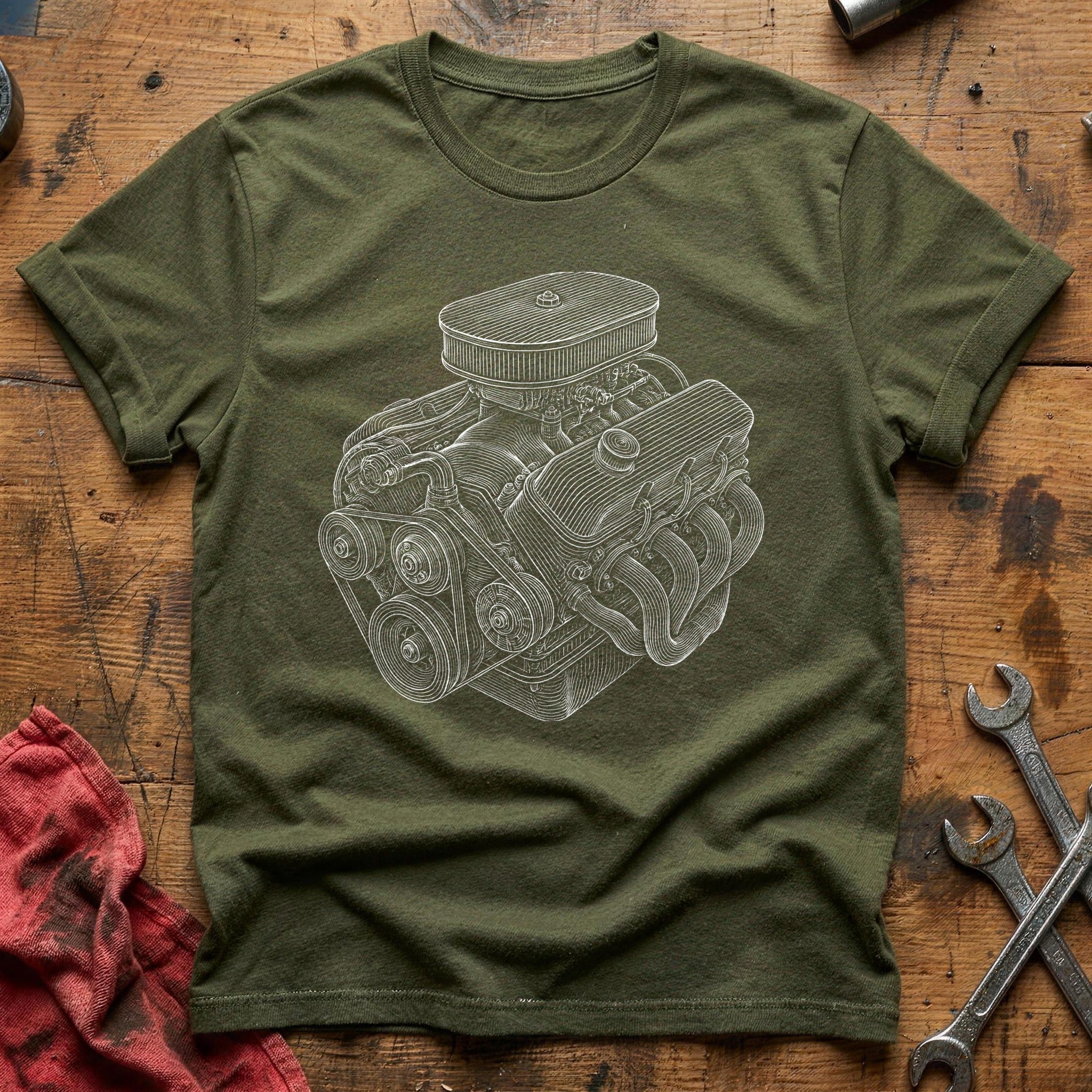 Cylinder Head Study T-Shirt - Military Green