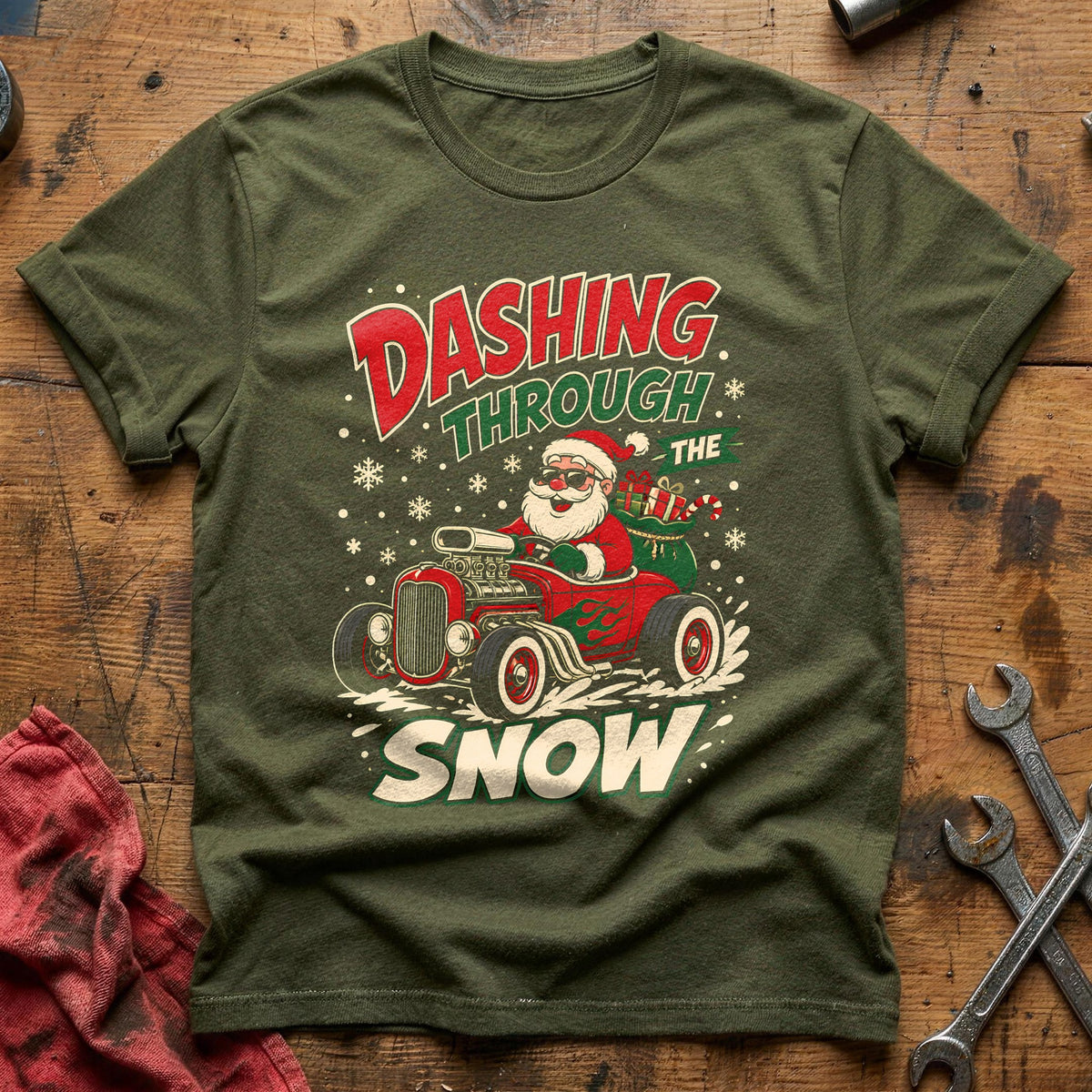 Dashing Through The Snow 27 T-Shirt - Military Green