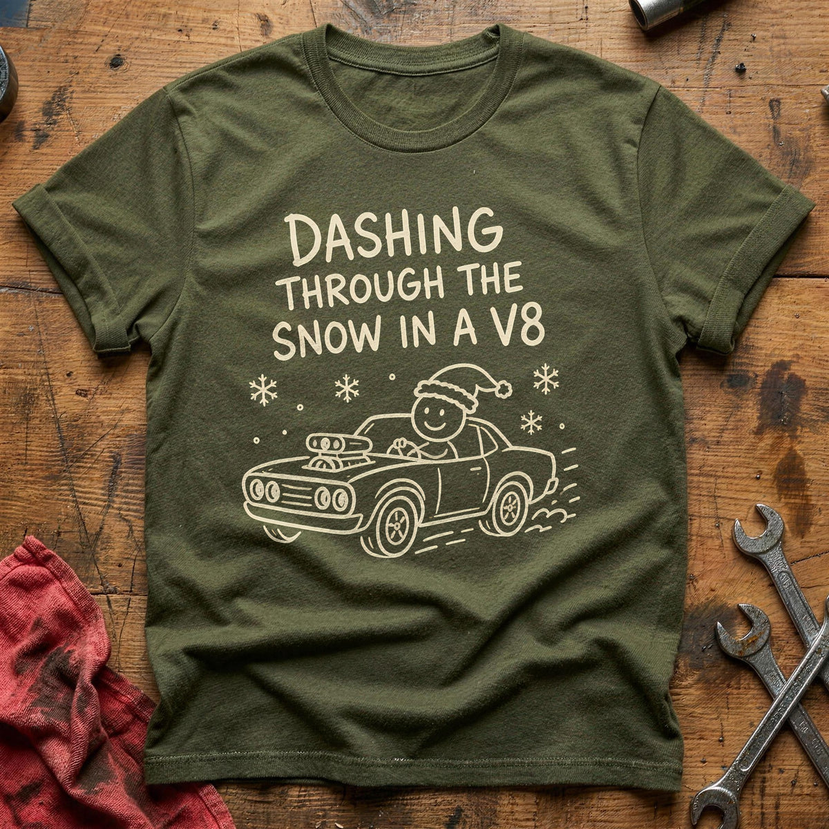 Dashing V8 18 T-Shirt - Military Green
