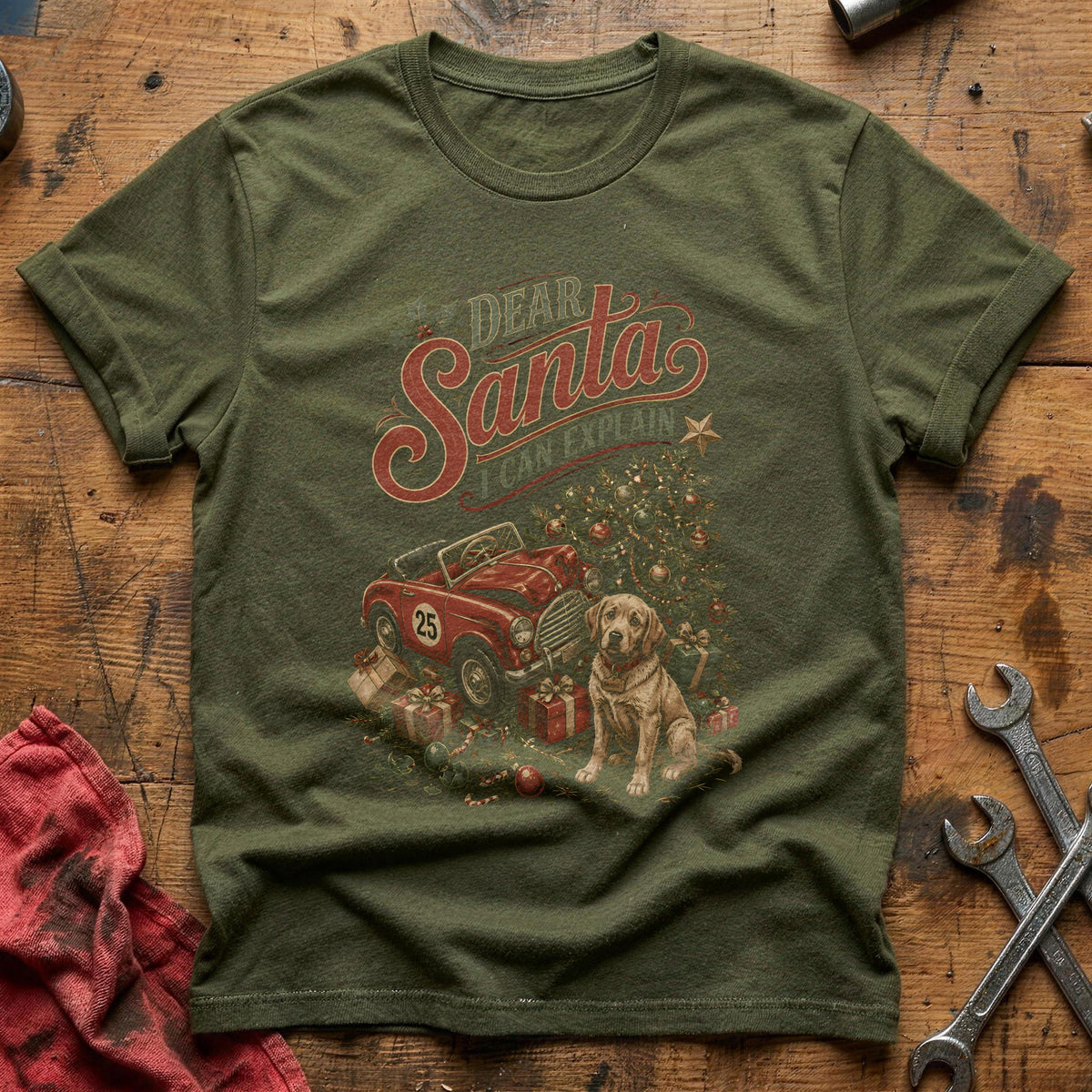 Dear Santa I Can Explain 48 T-Shirt - Military Green