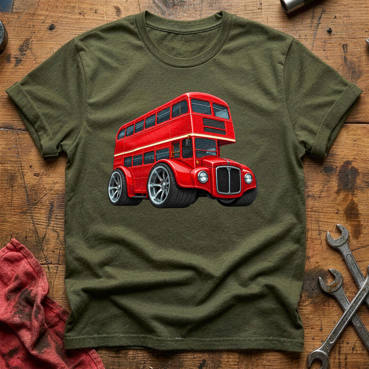 Double Decker Bus 27 T-Shirt - Military Green