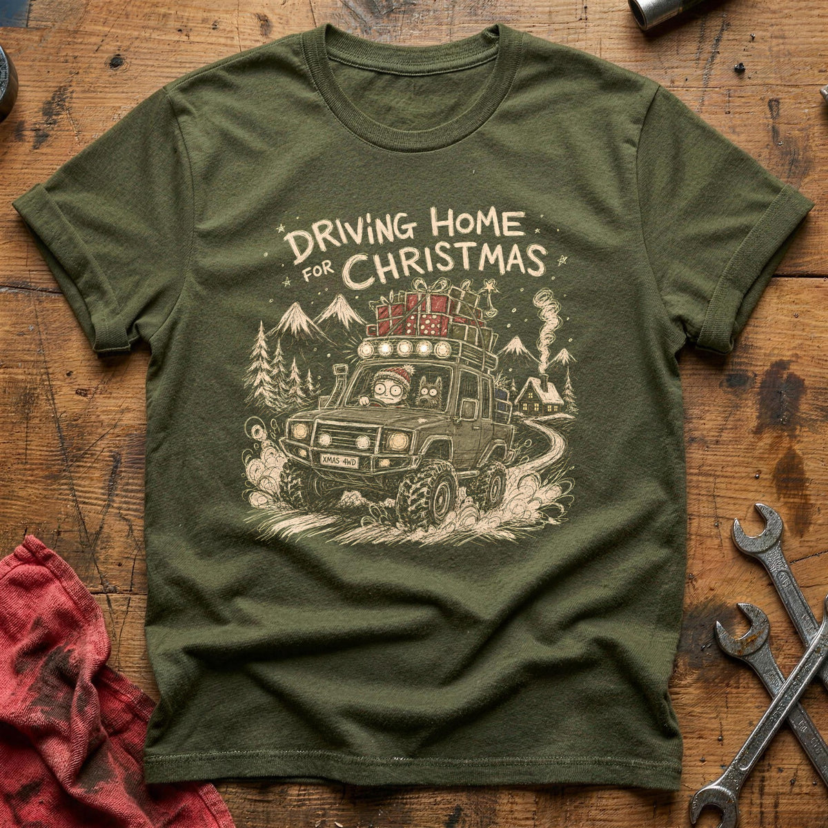 Driving Home For Christmas 12 T-Shirt - Military Green