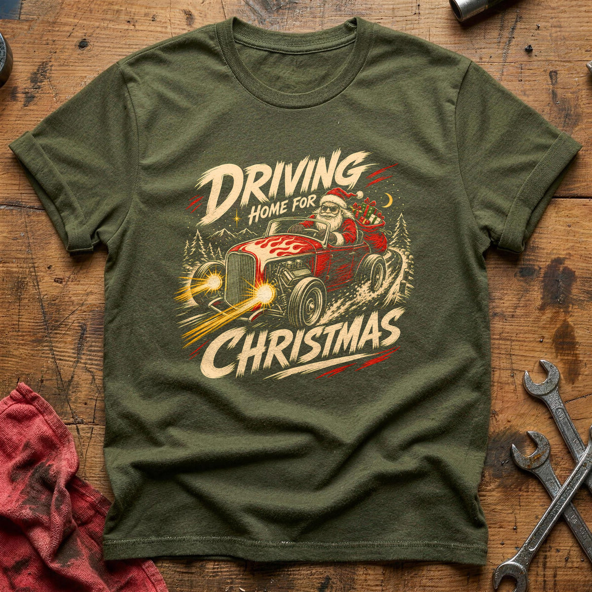 Driving Home For Christmas 13 T-Shirt - Military Green