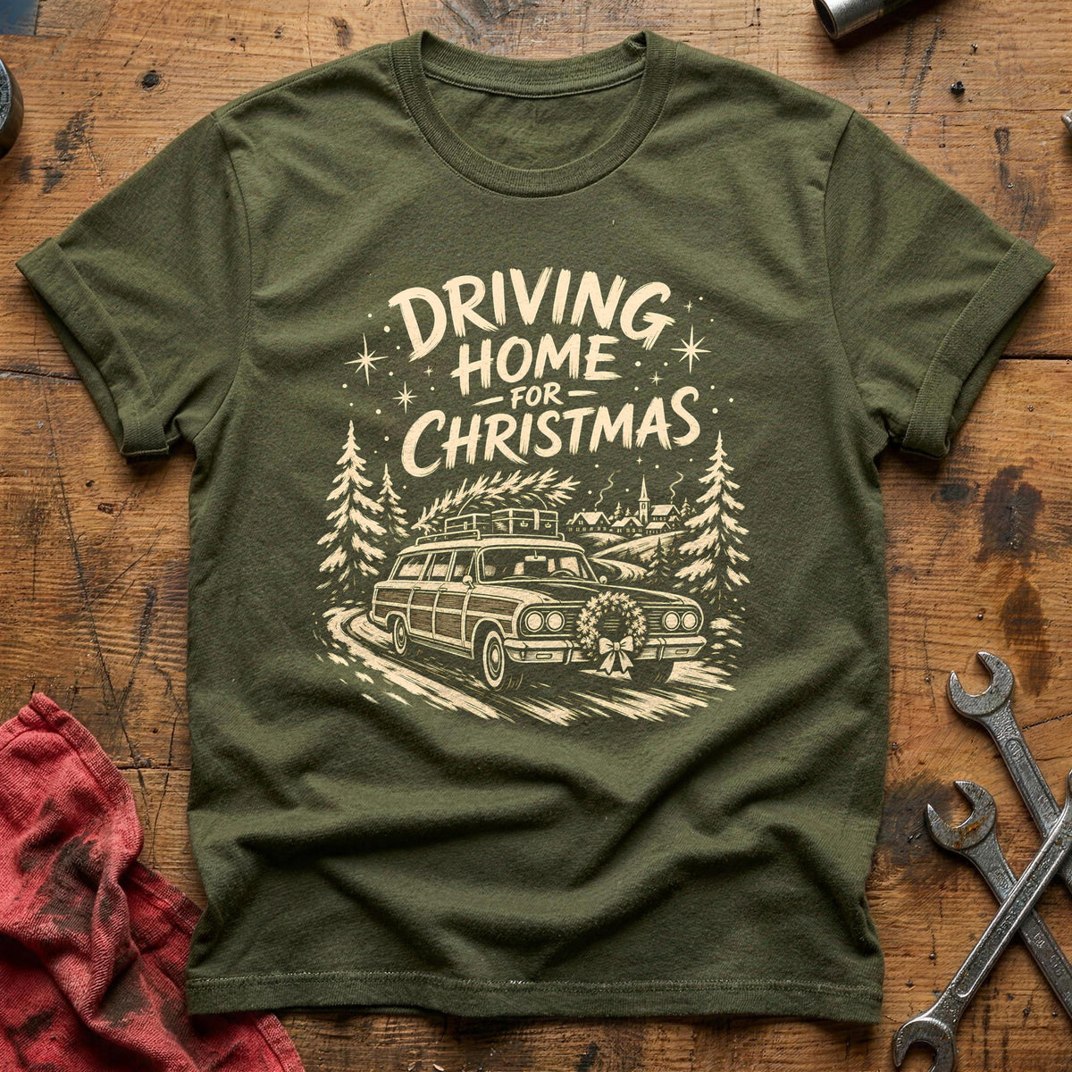 Driving Home For Christmas 15 T-Shirt - Military Green