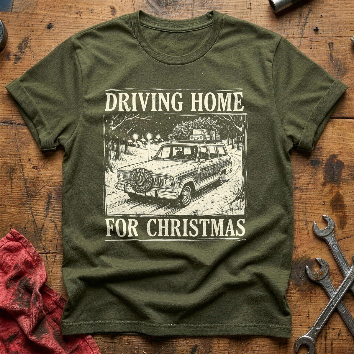 Driving Home For Christmas 16 T-Shirt - Military Green