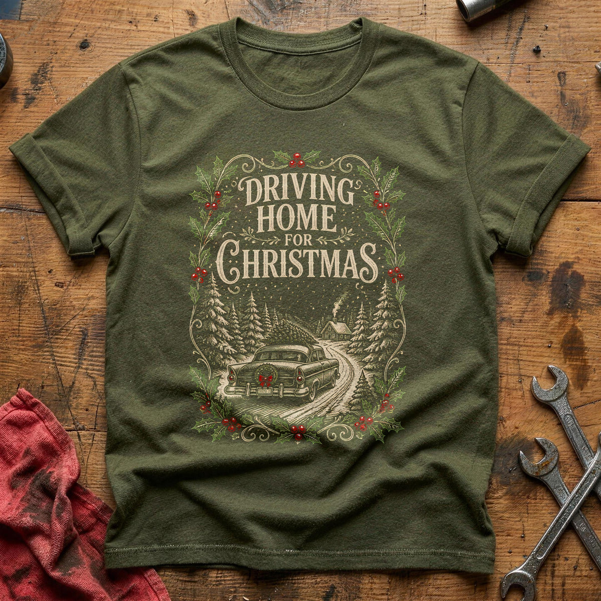 Driving Home For Christmas 2 T-Shirt - Military Green