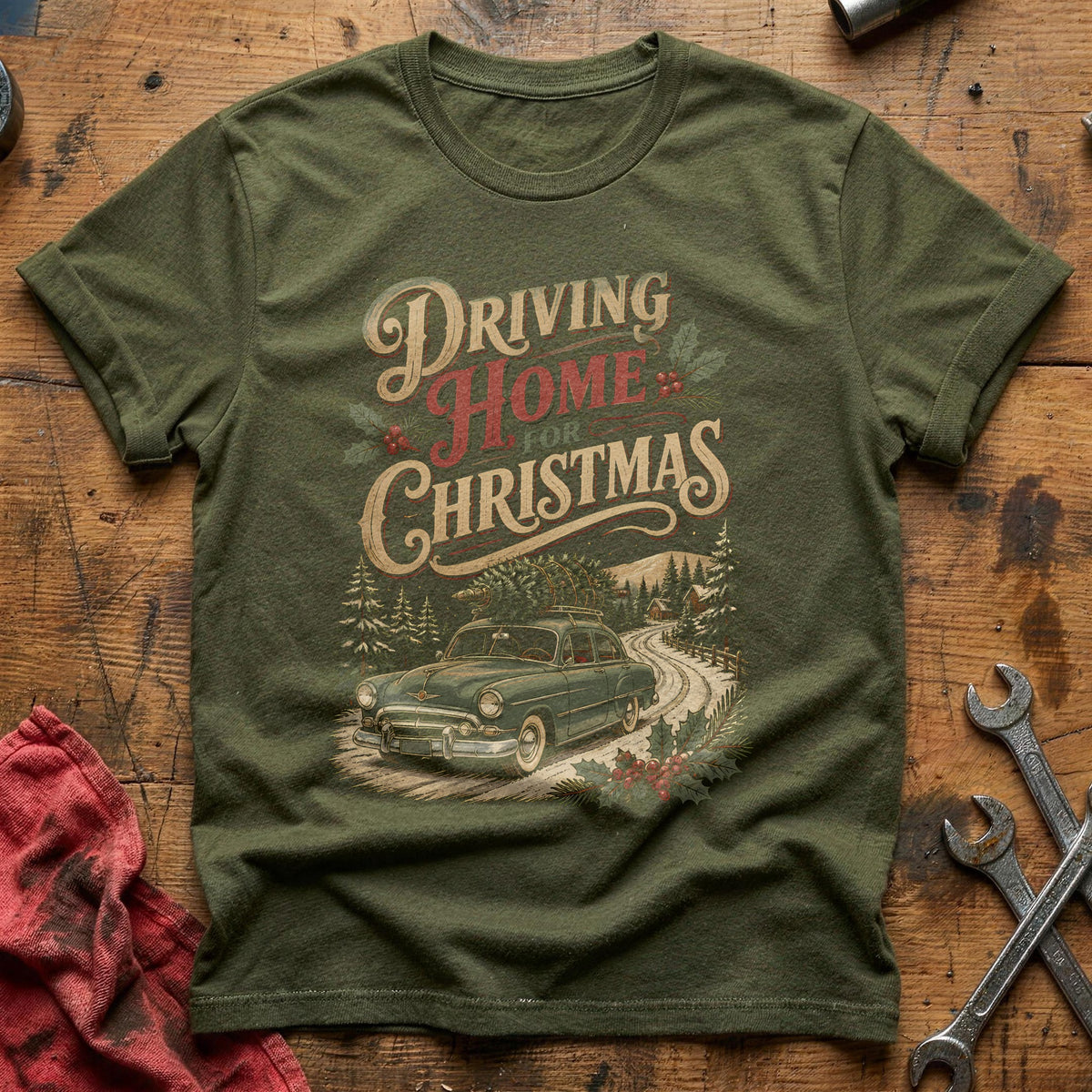 Driving Home For Christmas 4 T-Shirt - Military Green