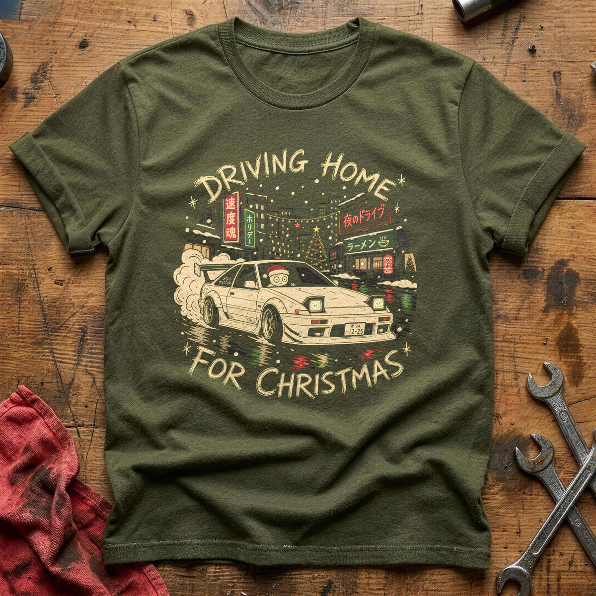 Driving Home For Christmas 5 T-Shirt - Military Green