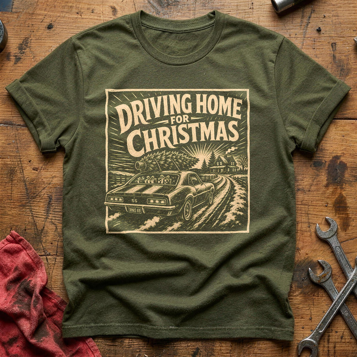 Driving Home For Christmas 8 T-Shirt - Military Green