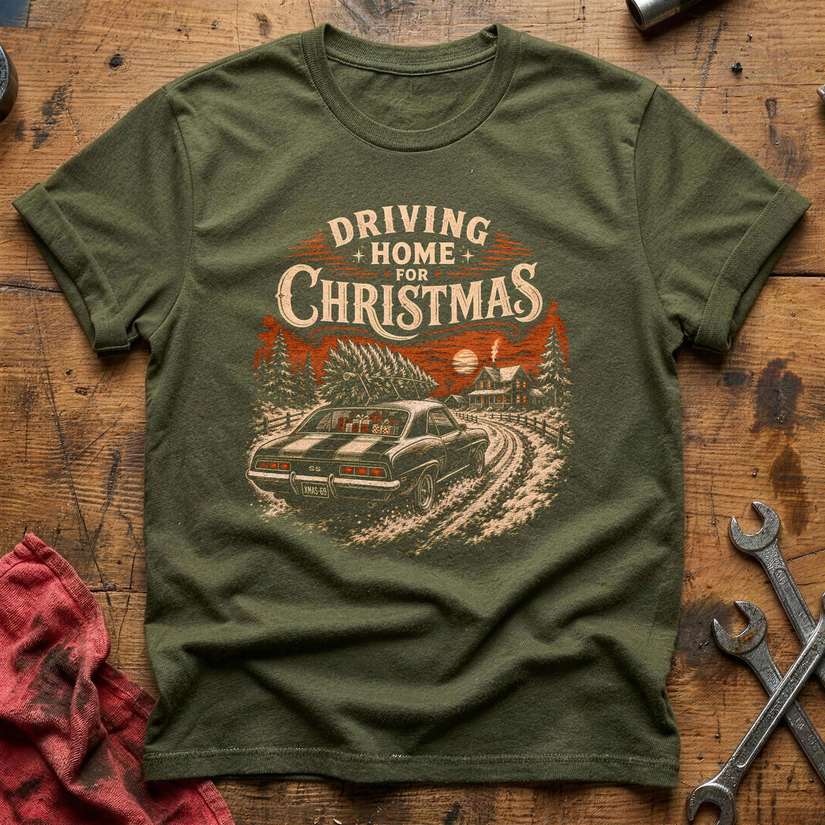 Driving Home For Christmas 9 T-Shirt - Military Green
